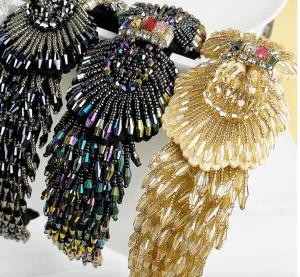 Large Ornate Crsytal Headband with Bead Strings 10251