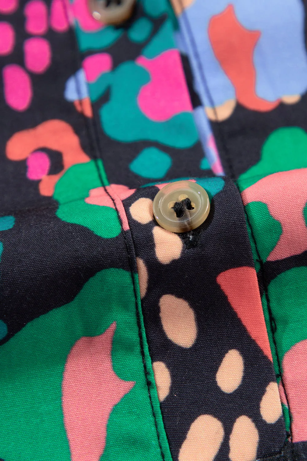 Leopard Print Knee-Length Dress with Smocked Sleeves
