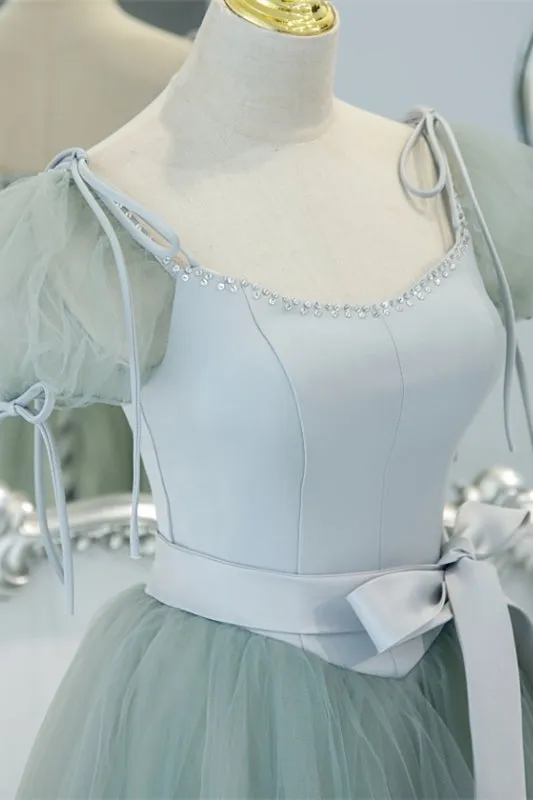 Light Green A-line Soft Tulle Formal Gown