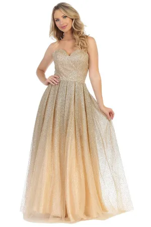 Lily's Romantic Tulle Gold Evening Gown LT7508