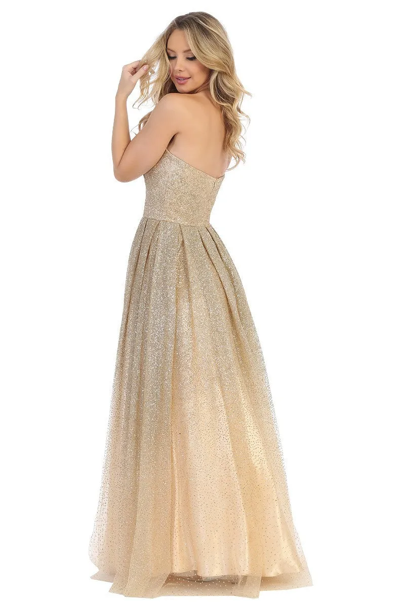 Lily's Romantic Tulle Gold Evening Gown LT7508