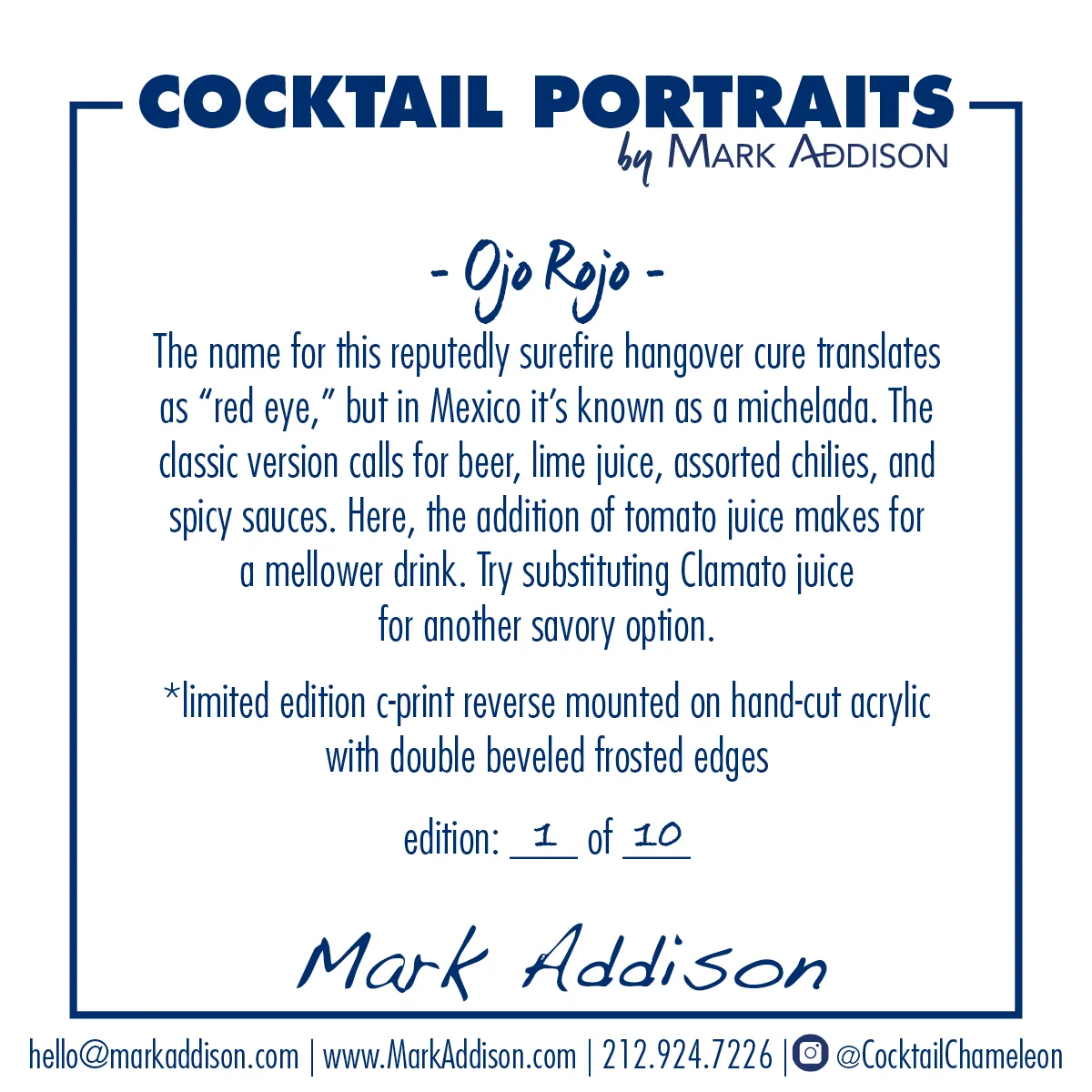 Limited Edition Cocktail Portrait: Ojo Rojo