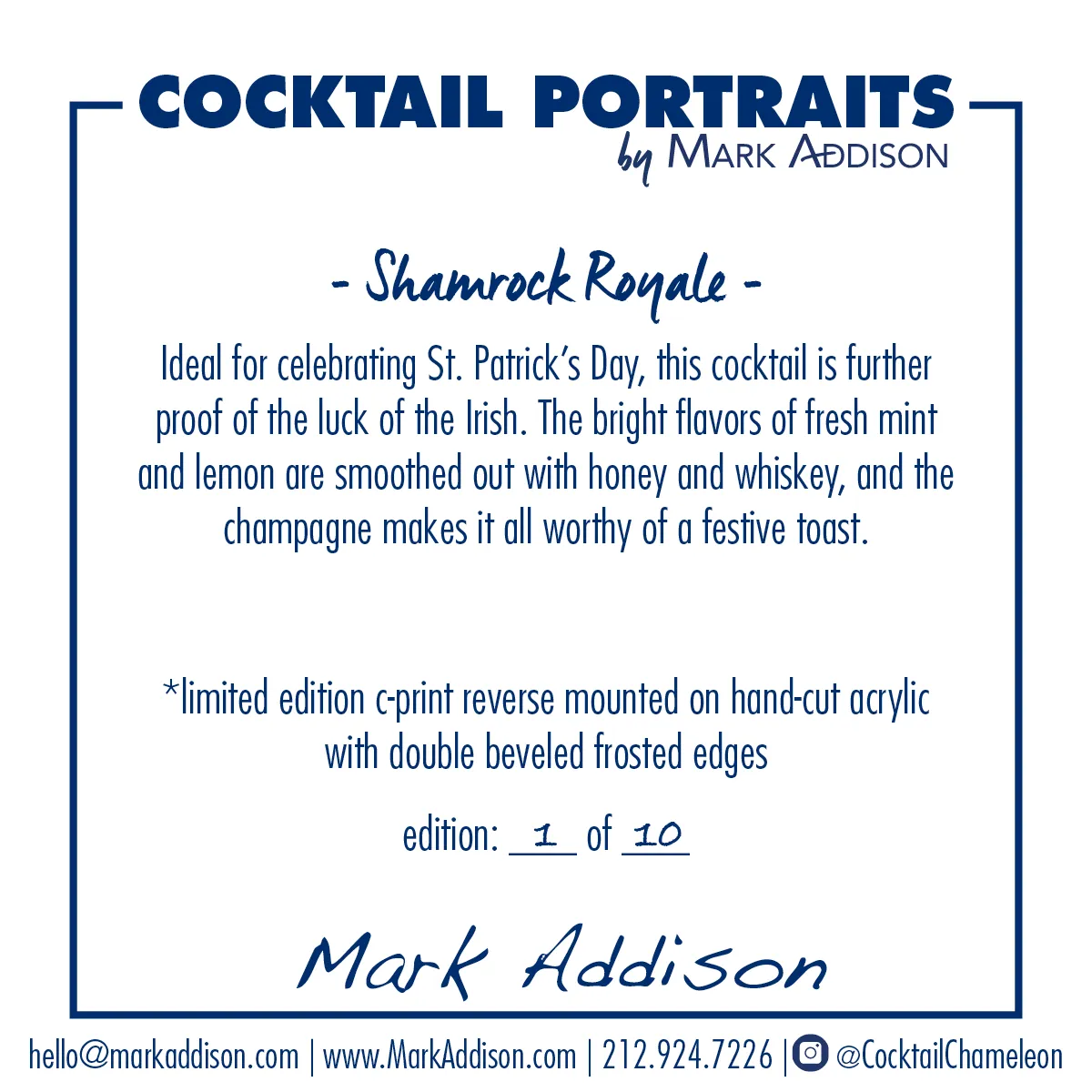 Limited Edition Cocktail Portrait: Shamrock Royal
