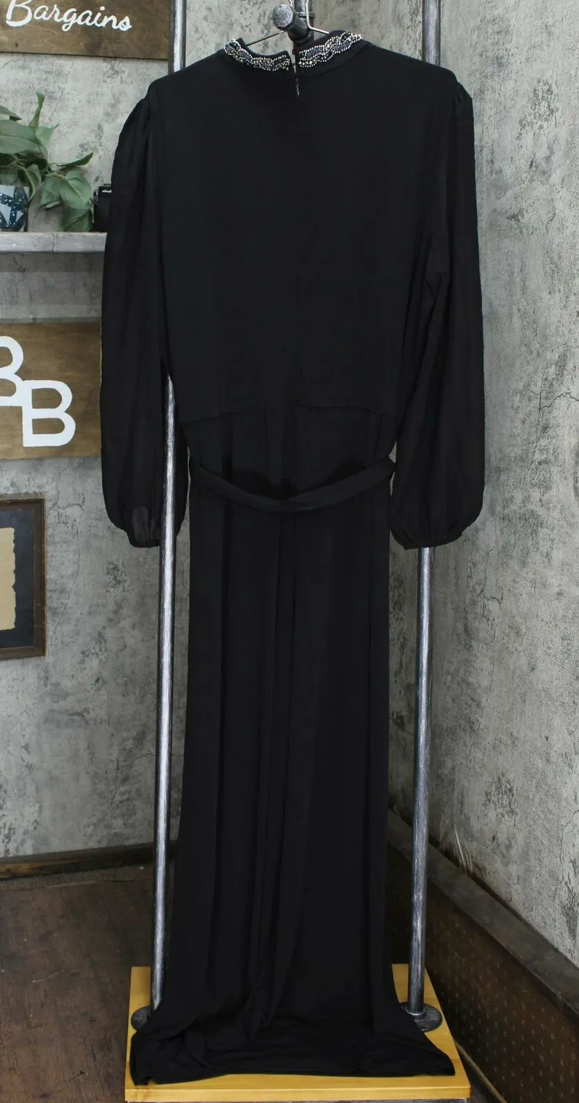 Lisa Rinna Collection Sheer Sleeve Full Length Jumpsuit Black XL