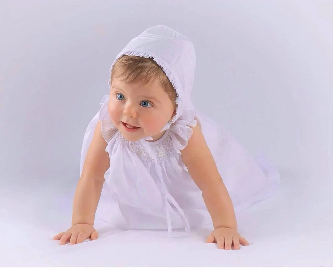 Long Baby Girl Christening Gown Baptism Gown White Cotton  Blessing Dress Free  Personalization