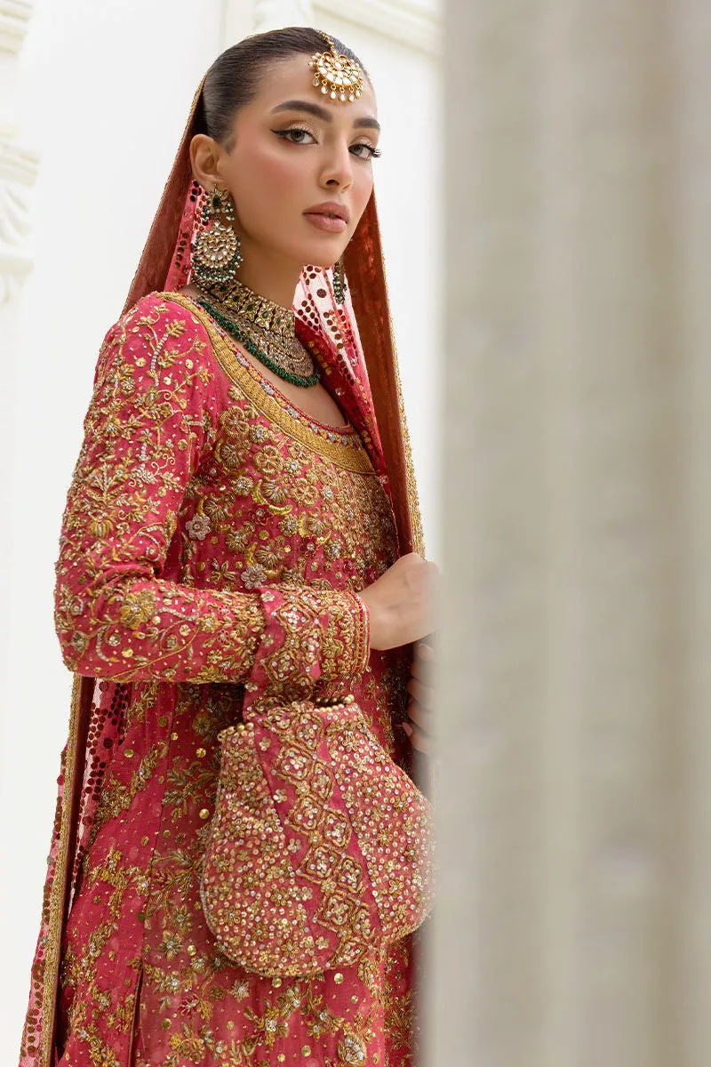 Long Kameez Lehenga Golden Work Pakistani Wedding Dresses