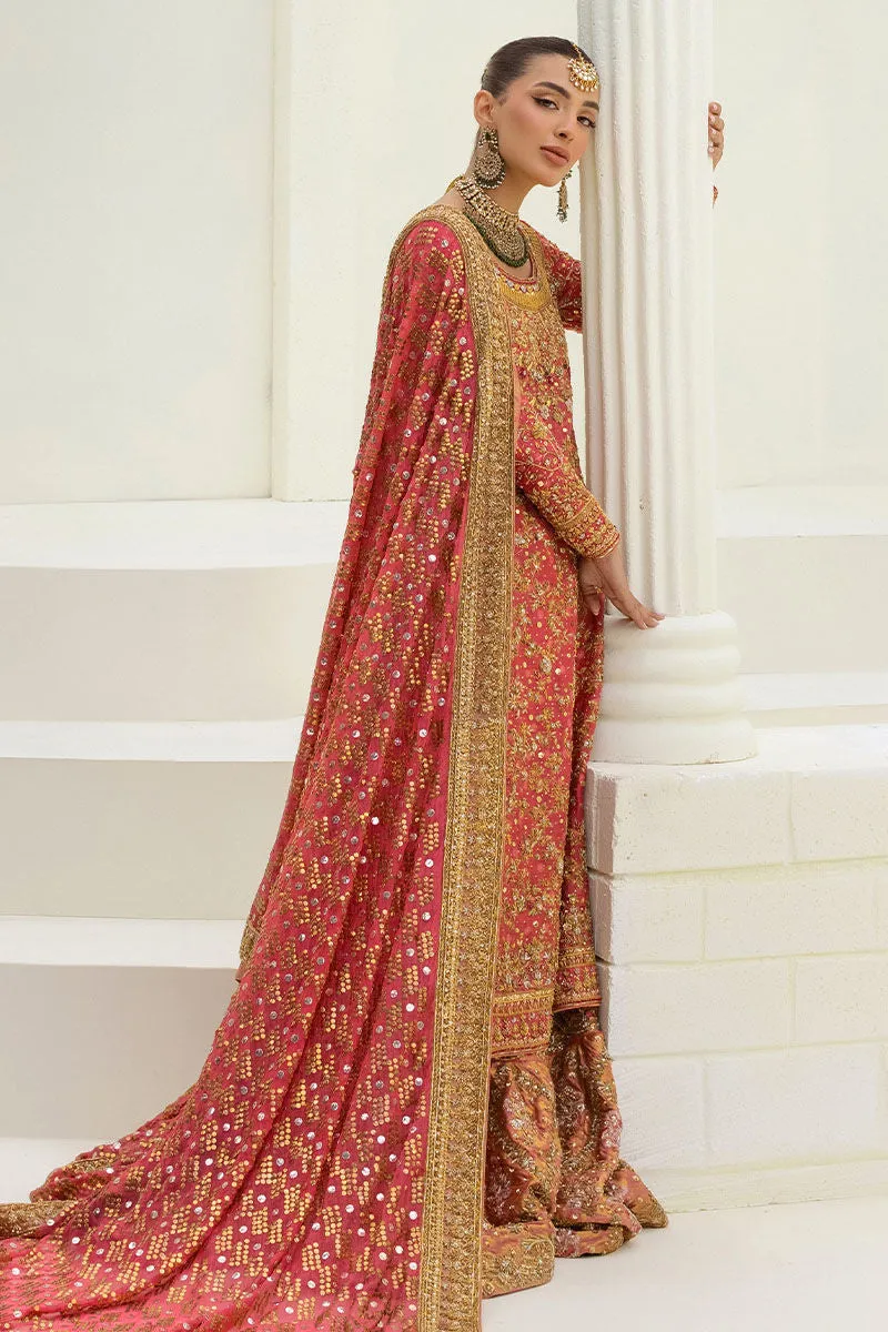 Long Kameez Lehenga Golden Work Pakistani Wedding Dresses