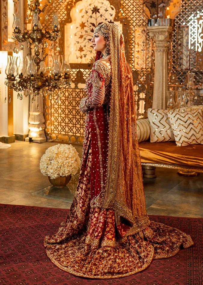 Long Kameez Lehenga Golden Work Pakistani Wedding Dresses
