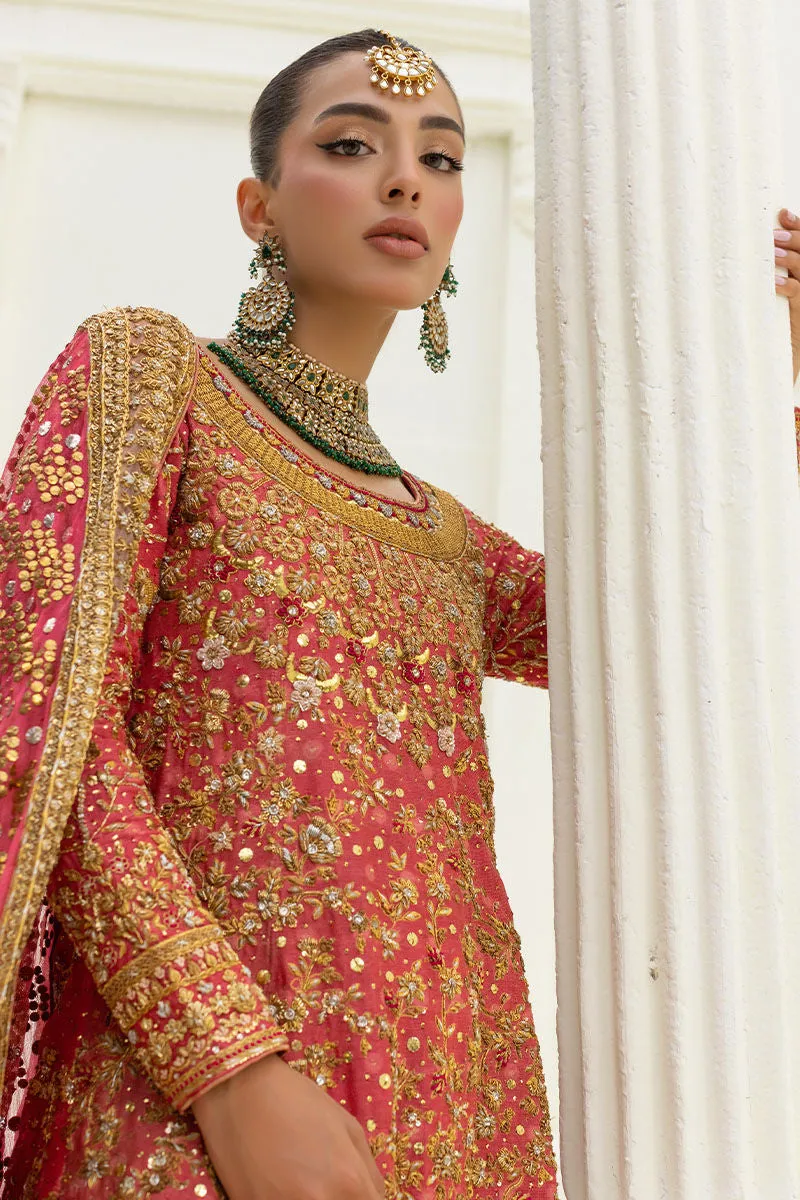 Long Kameez Lehenga Golden Work Pakistani Wedding Dresses