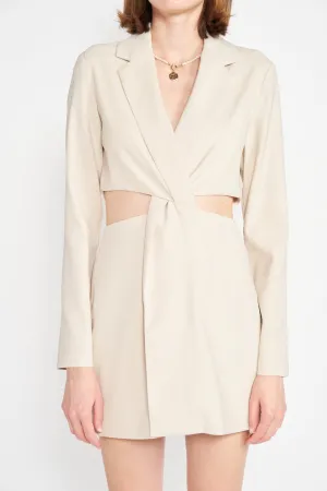 Long Sleeve Collared Cut Out Mini Blazer