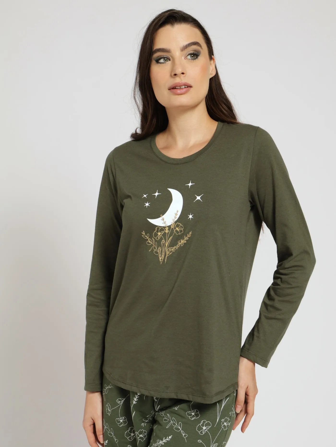 Long Sleeve Knit Tee - Khaki