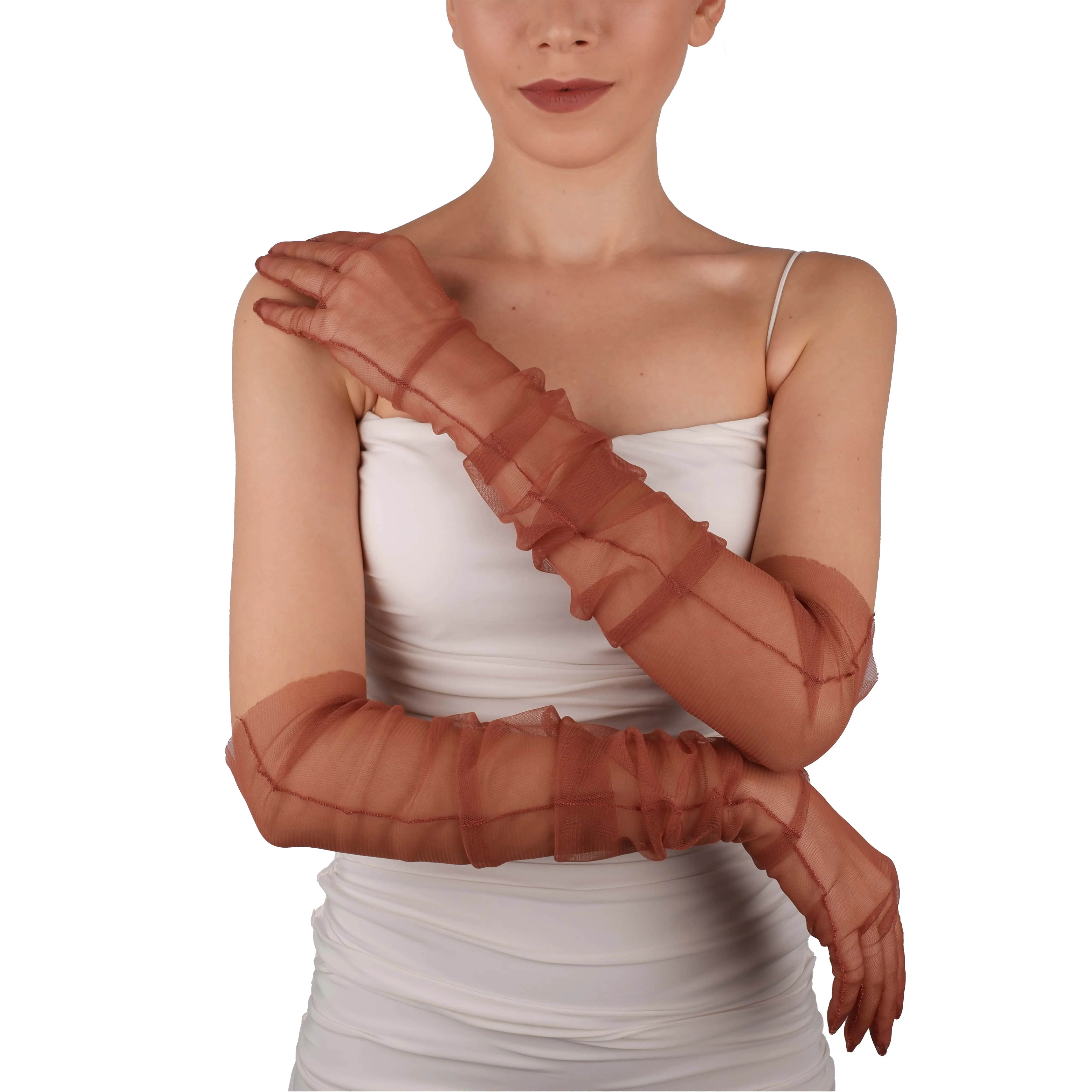 Long Tulle Transparent Bridal Gloves Gloves for Costume and Prom