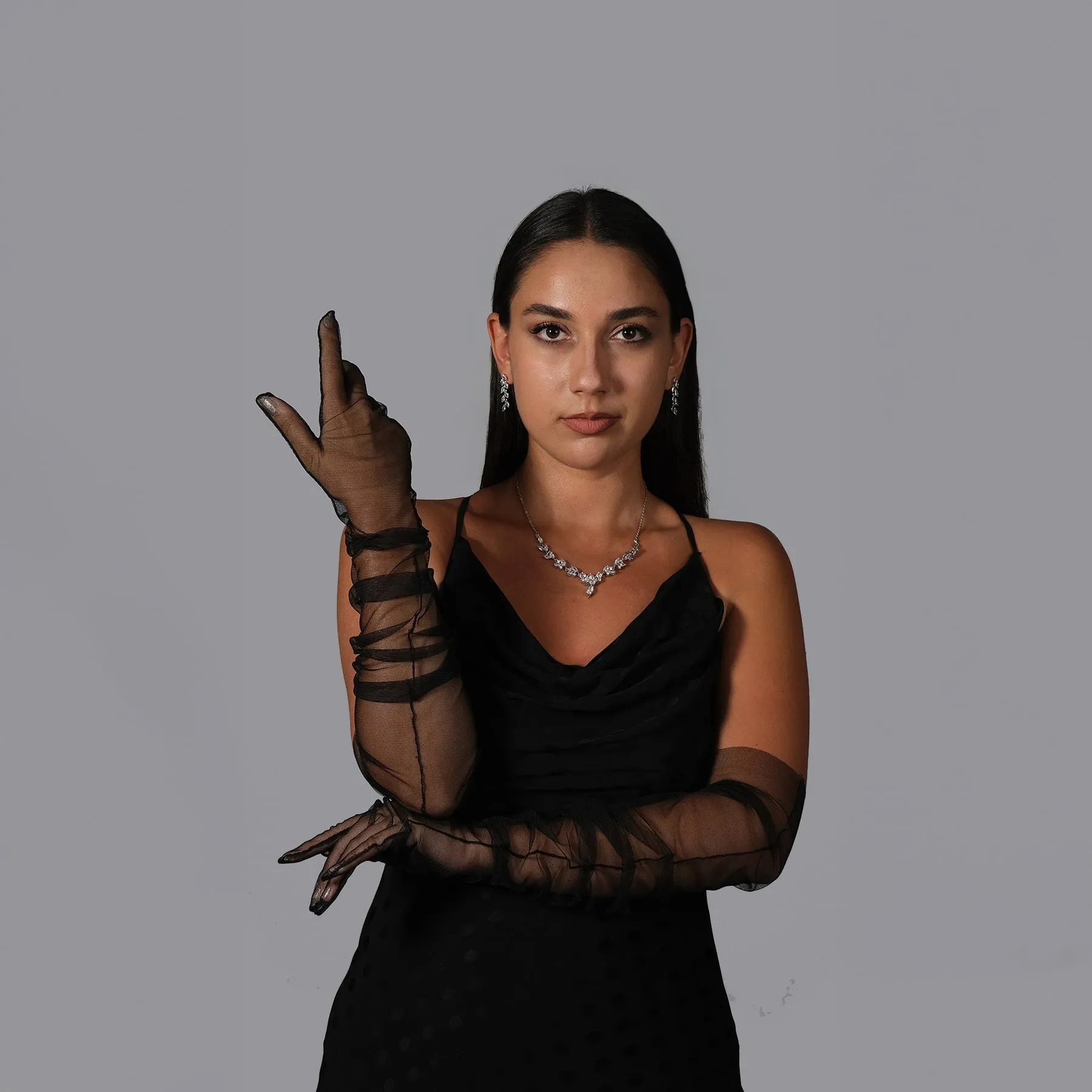 Long Tulle Transparent Bridal Gloves Gloves for Costume and Prom