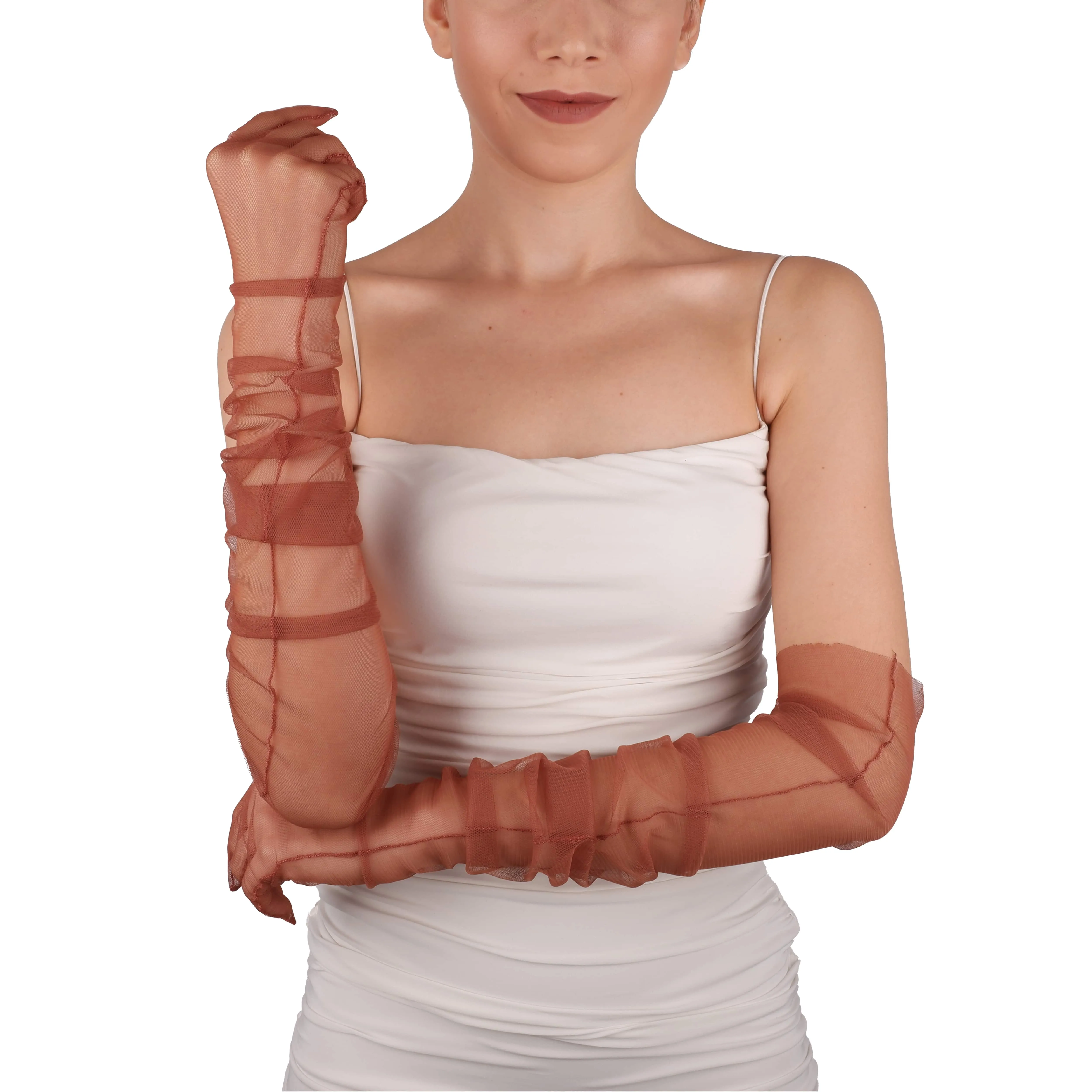 Long Tulle Transparent Bridal Gloves Gloves for Costume and Prom