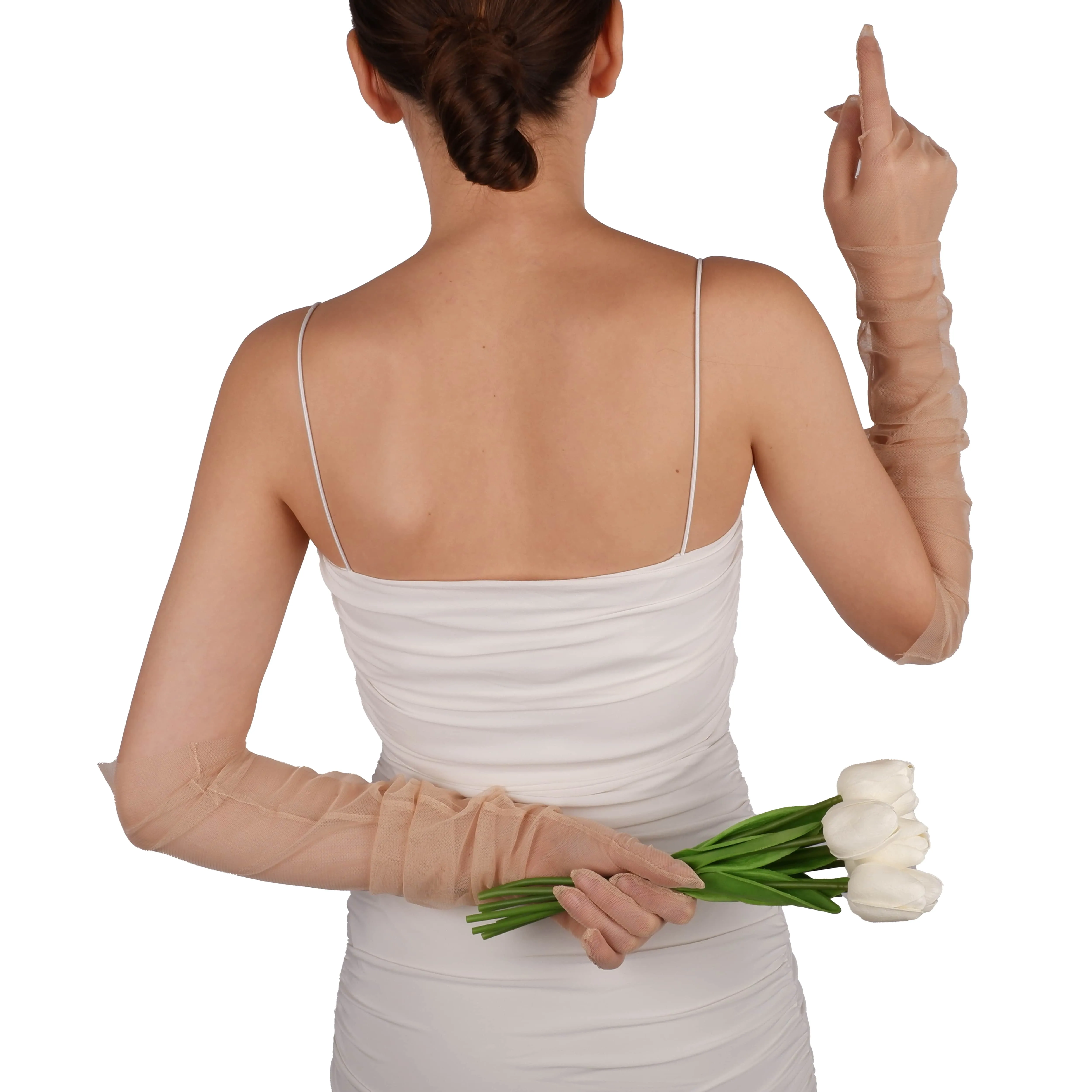 Long Tulle Transparent Bridal Gloves Gloves for Costume and Prom