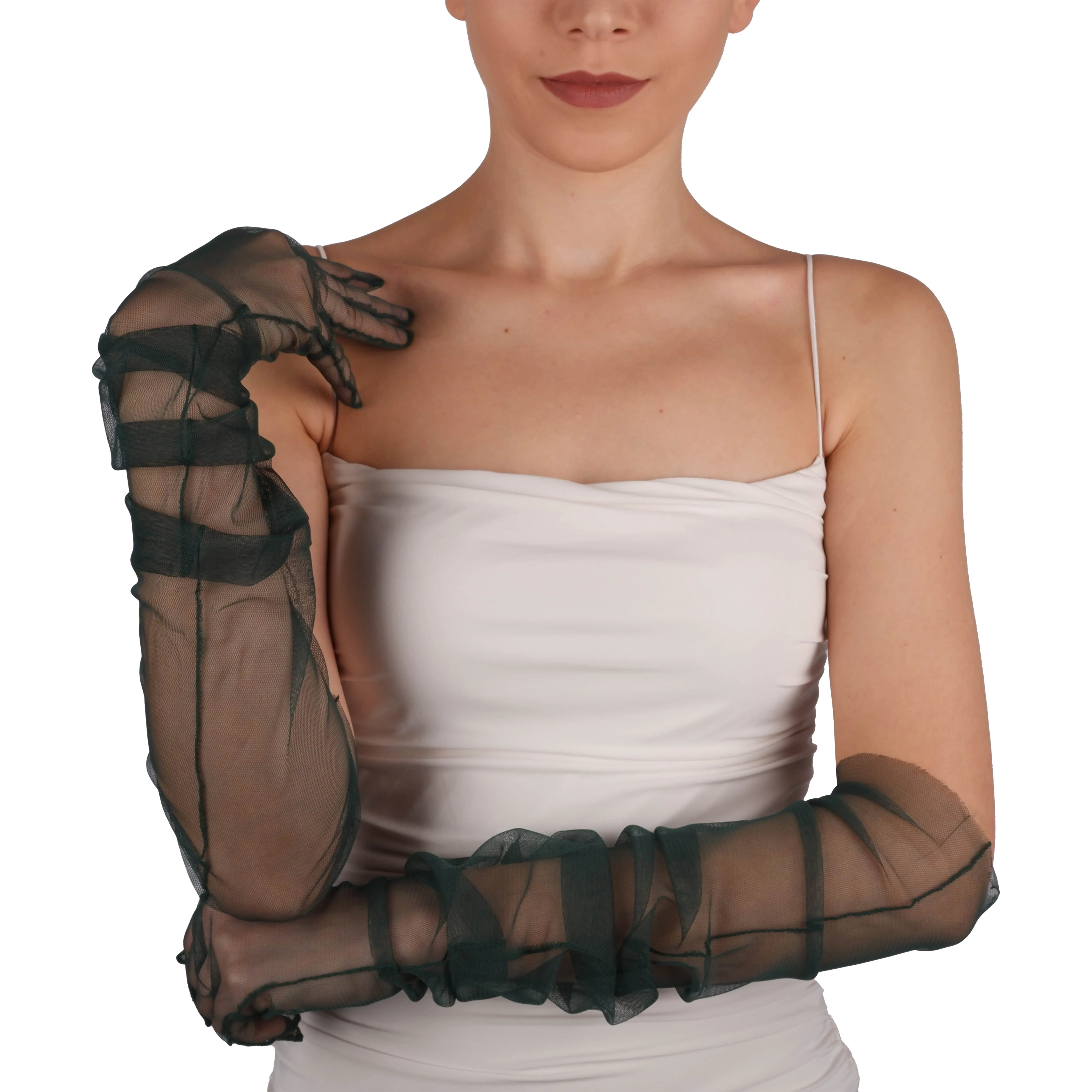 Long Tulle Transparent Bridal Gloves Gloves for Costume and Prom