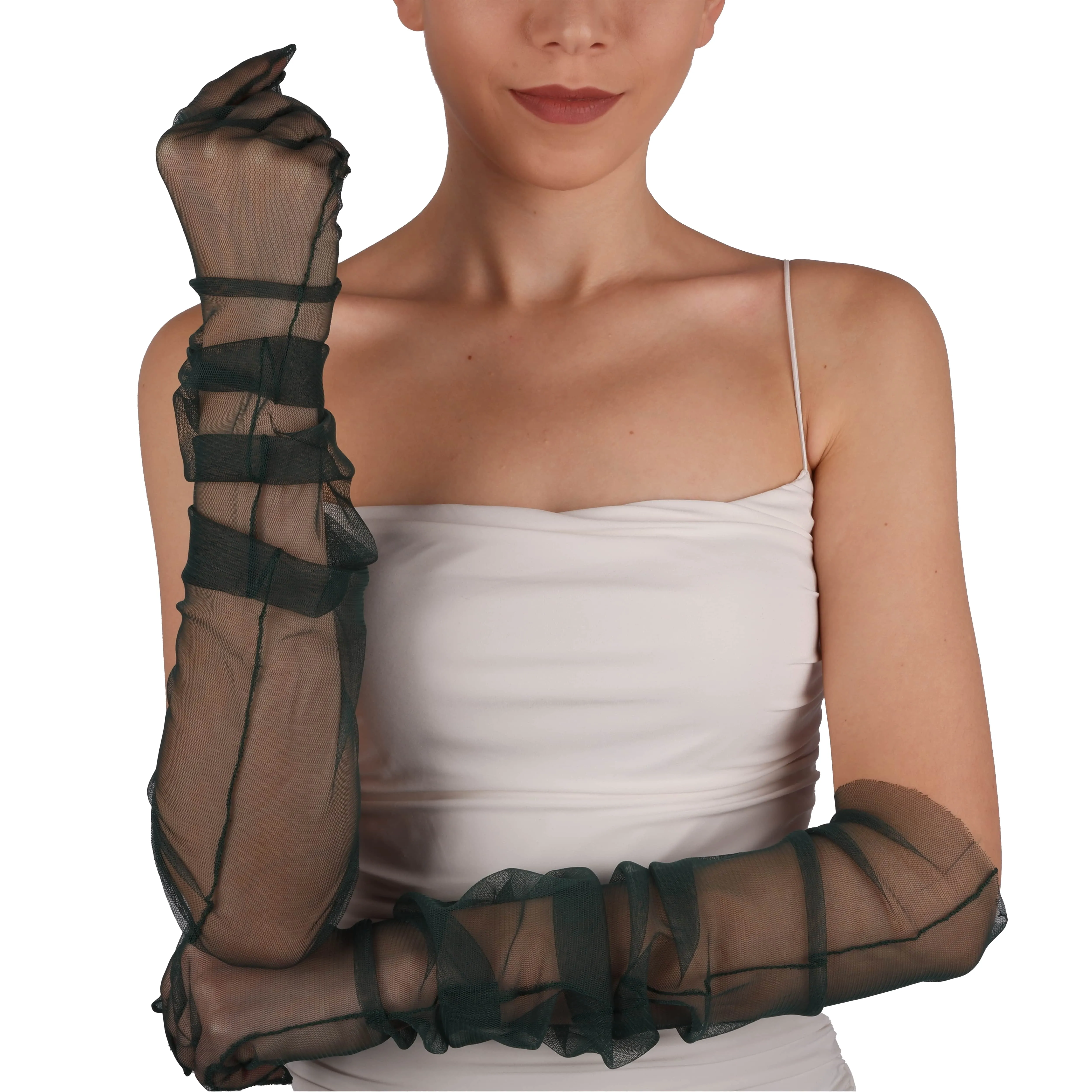 Long Tulle Transparent Bridal Gloves Gloves for Costume and Prom