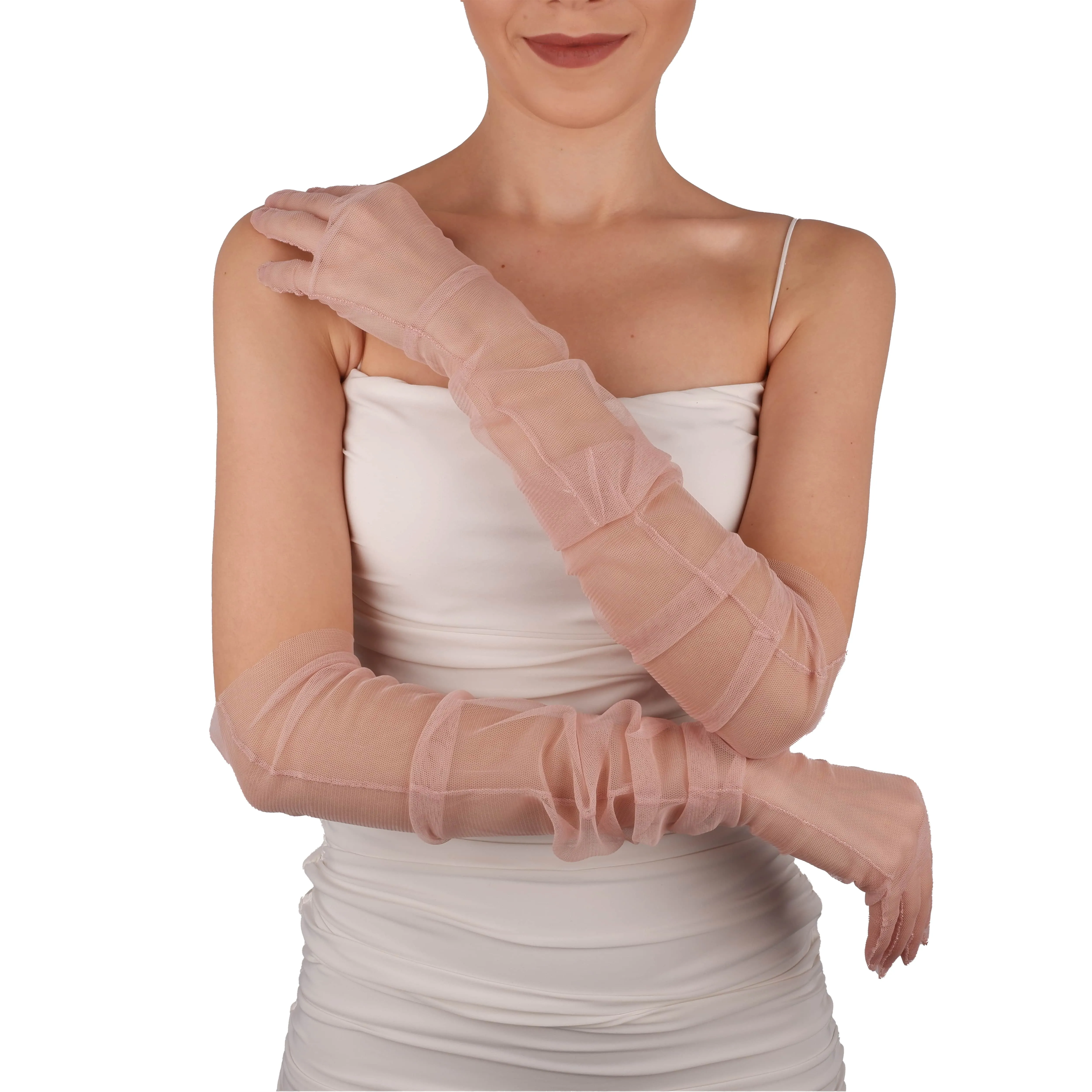 Long Tulle Transparent Bridal Gloves Gloves for Costume and Prom