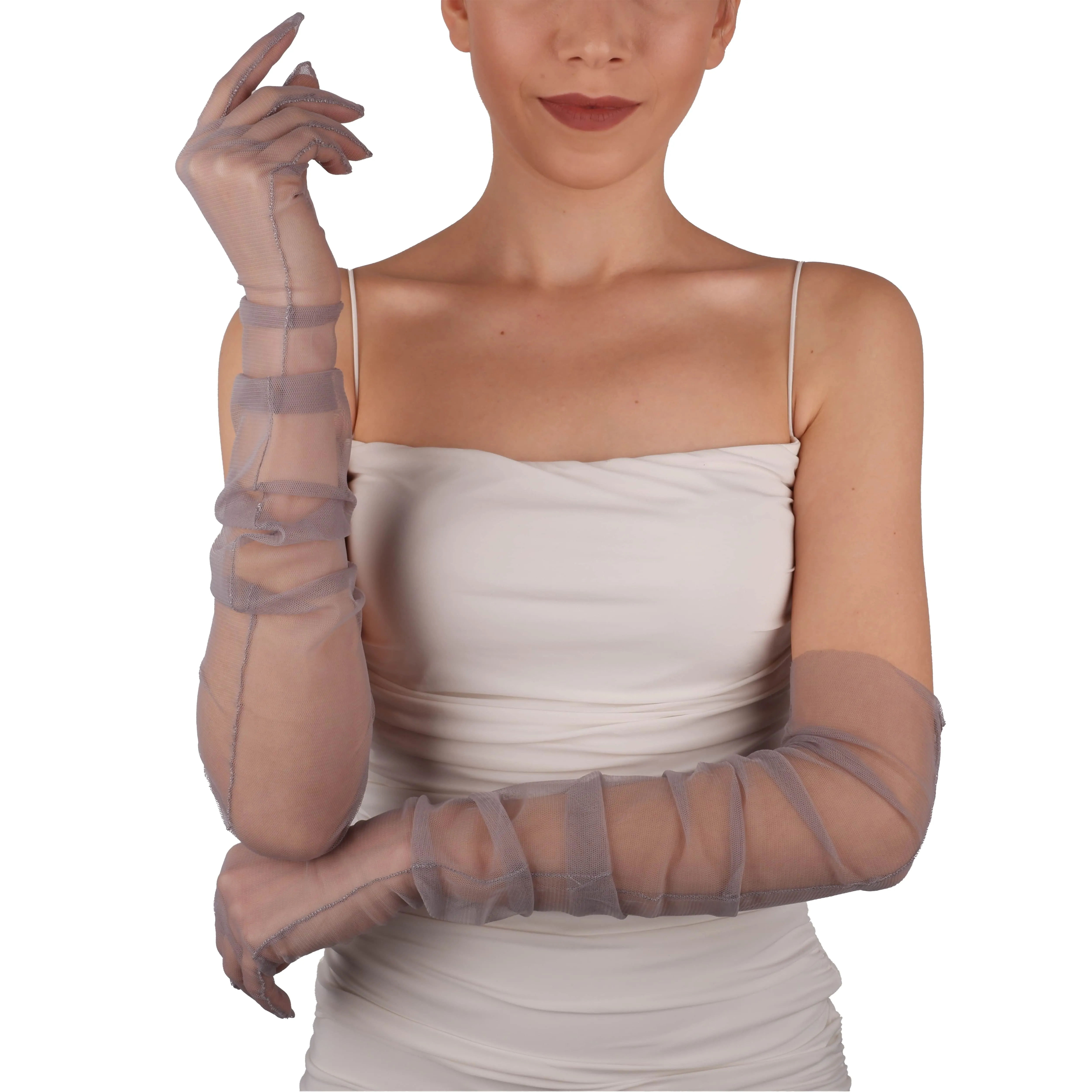Long Tulle Transparent Bridal Gloves Gloves for Costume and Prom
