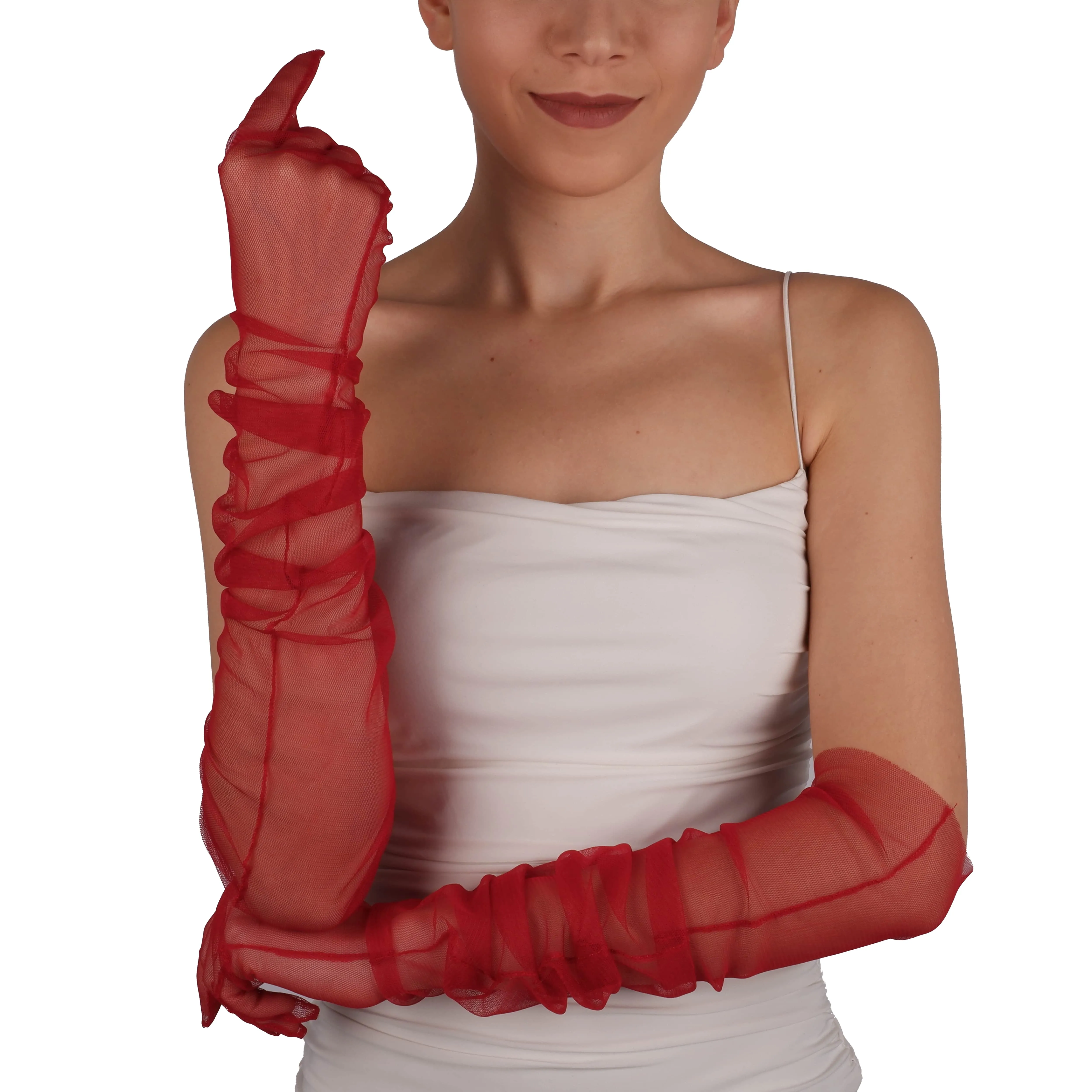 Long Tulle Transparent Bridal Gloves Gloves for Costume and Prom
