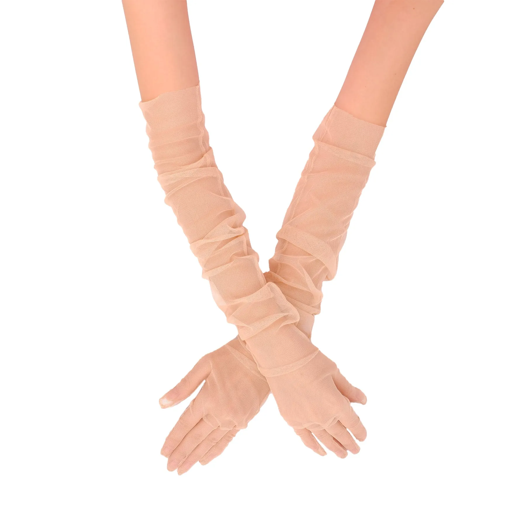 Long Tulle Transparent Bridal Gloves Gloves for Costume and Prom