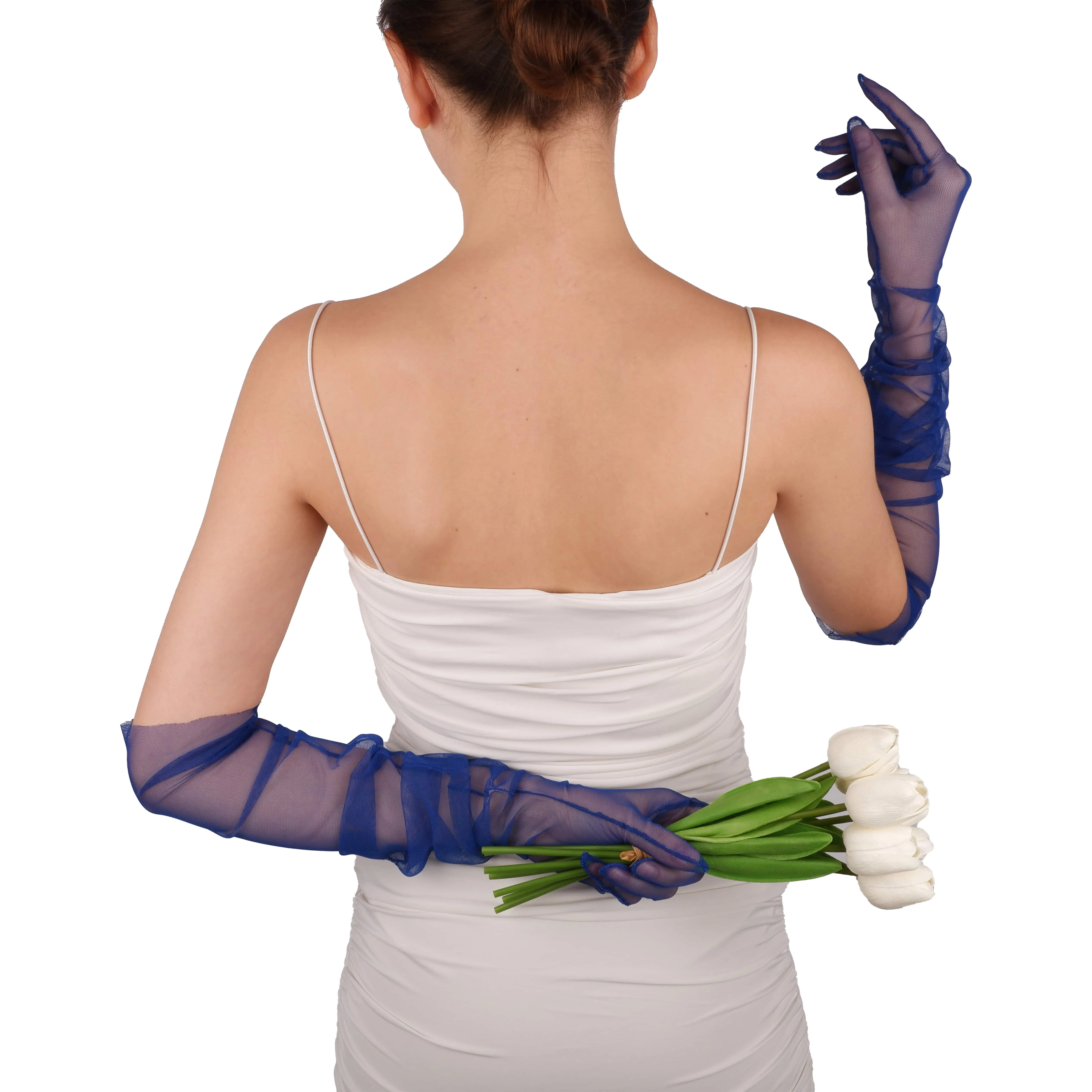 Long Tulle Transparent Bridal Gloves Gloves for Costume and Prom