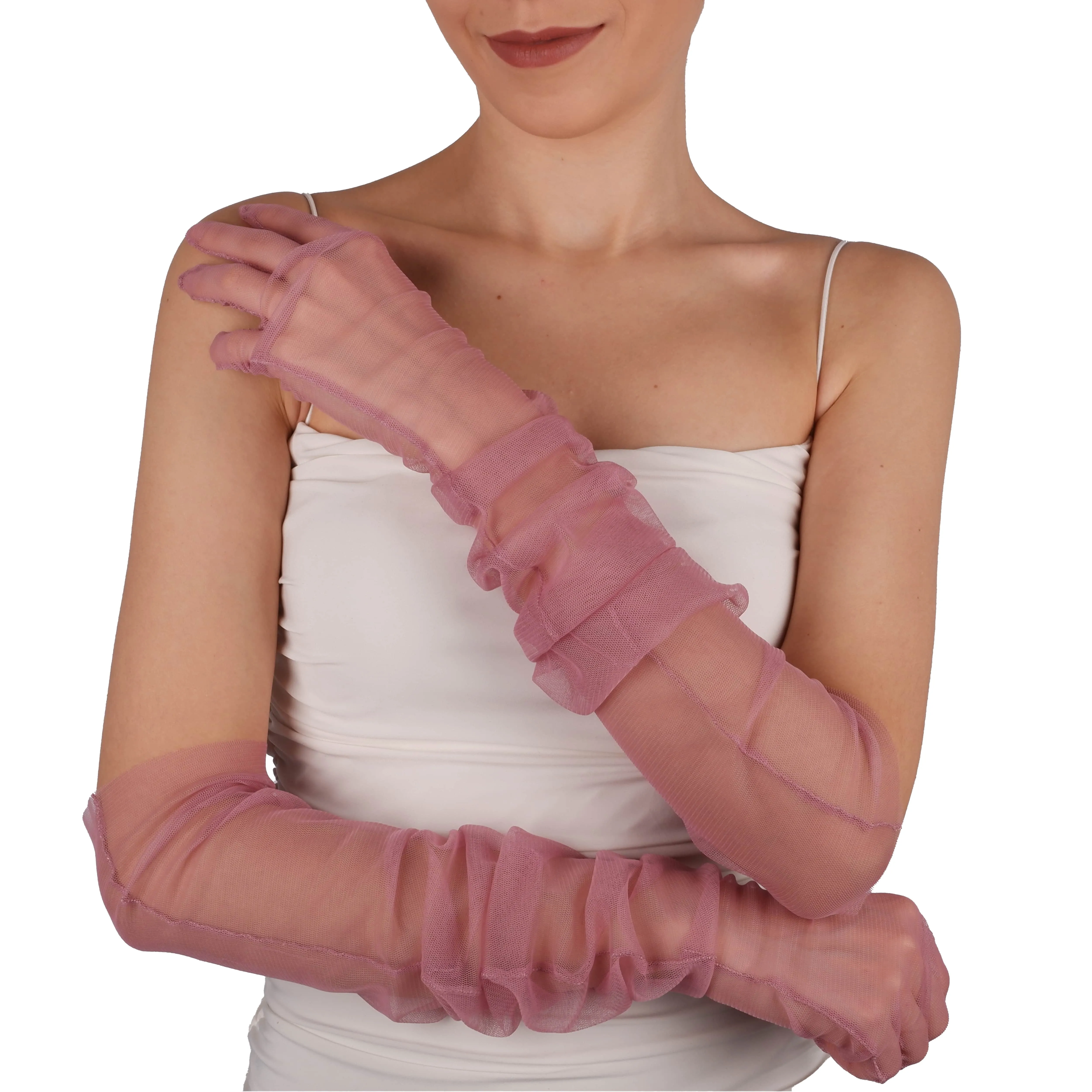 Long Tulle Transparent Bridal Gloves Gloves for Costume and Prom