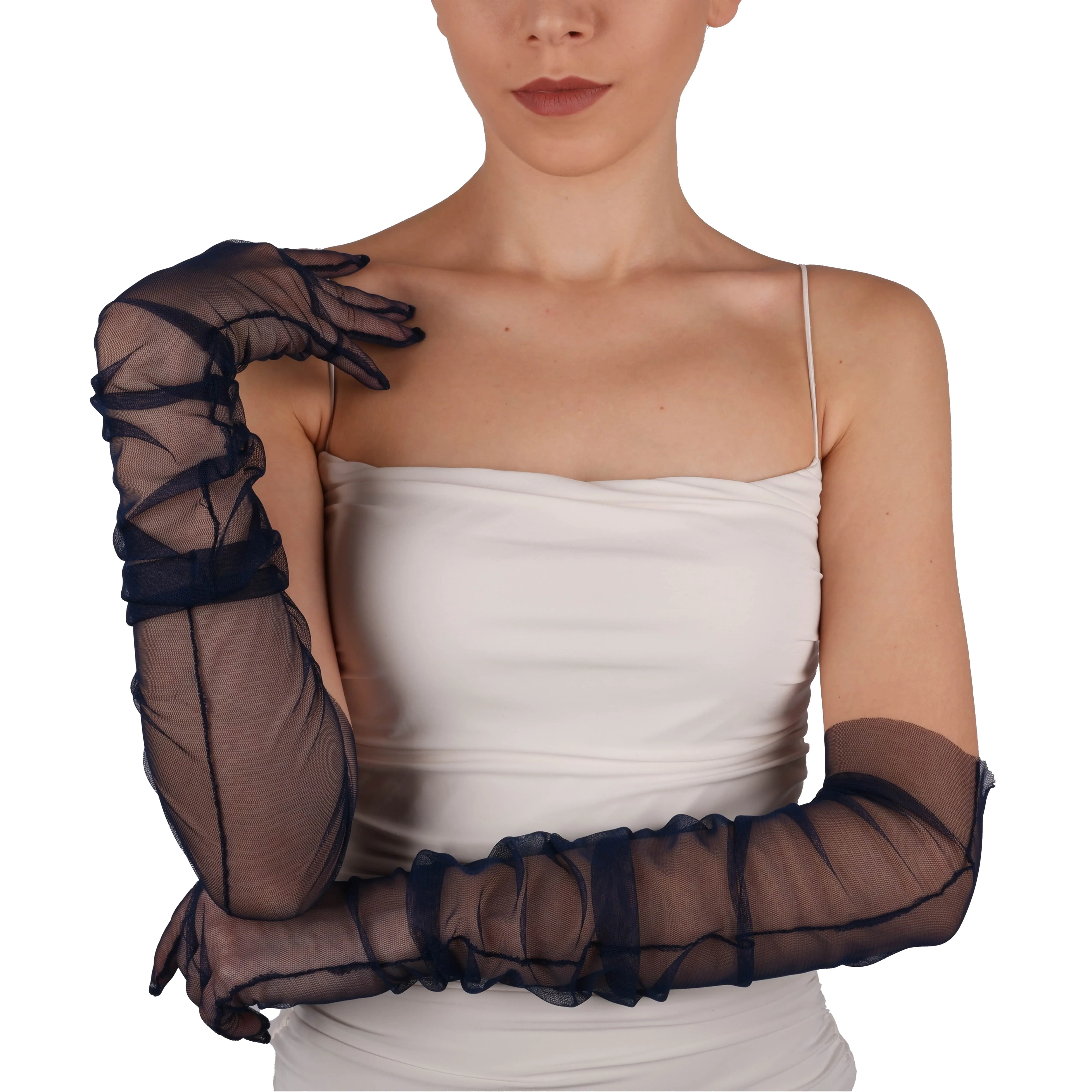 Long Tulle Transparent Bridal Gloves Gloves for Costume and Prom