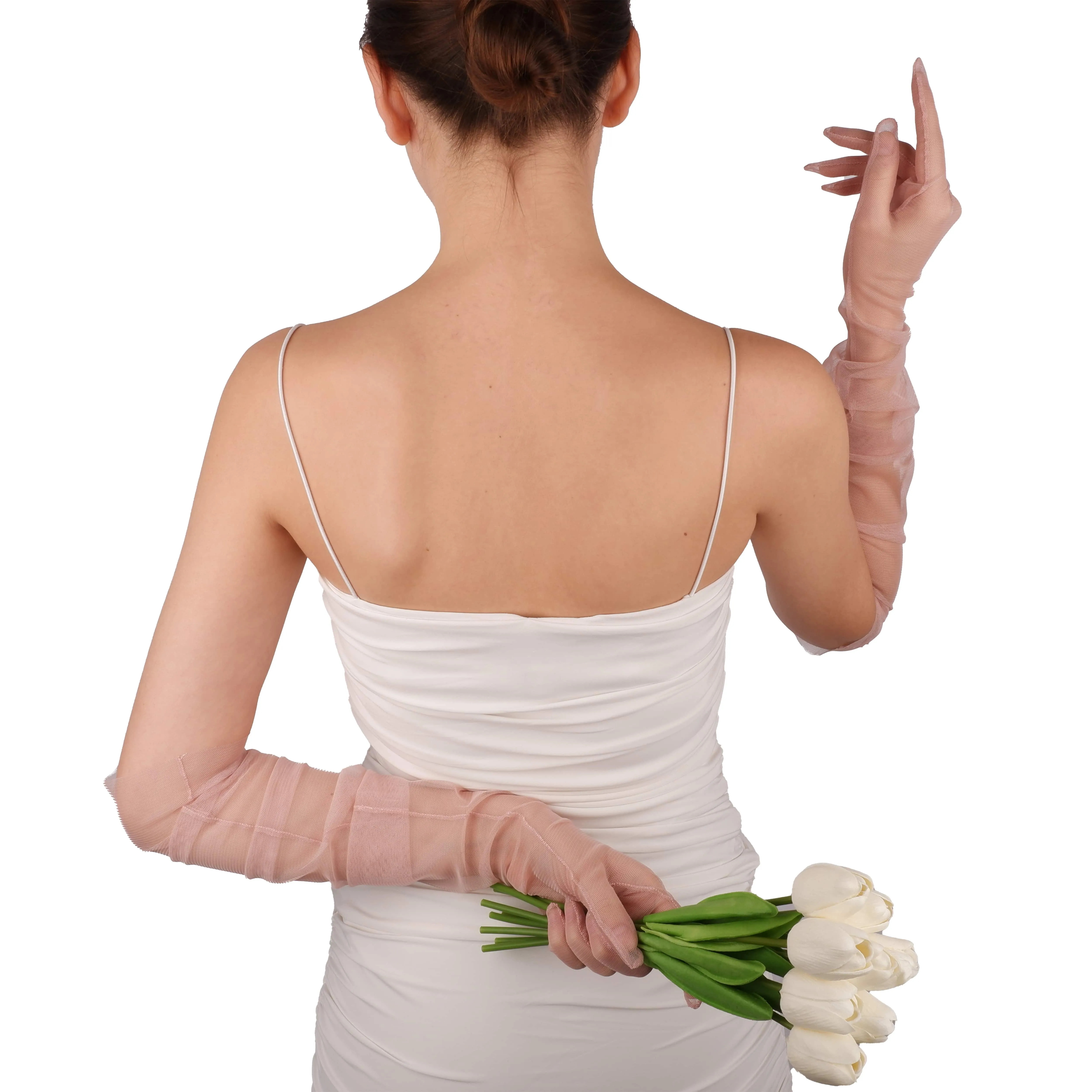 Long Tulle Transparent Bridal Gloves Gloves for Costume and Prom