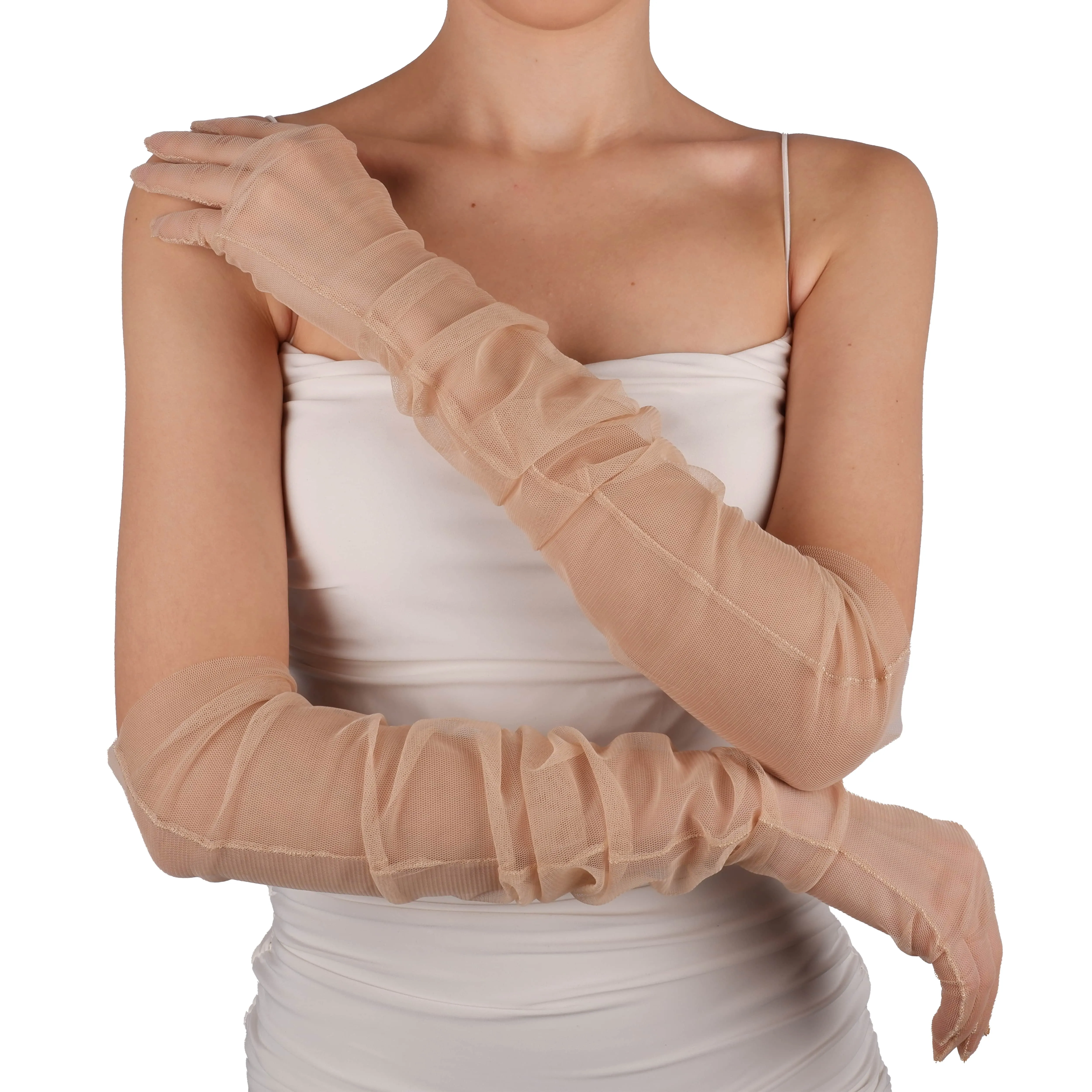 Long Tulle Transparent Bridal Gloves Gloves for Costume and Prom