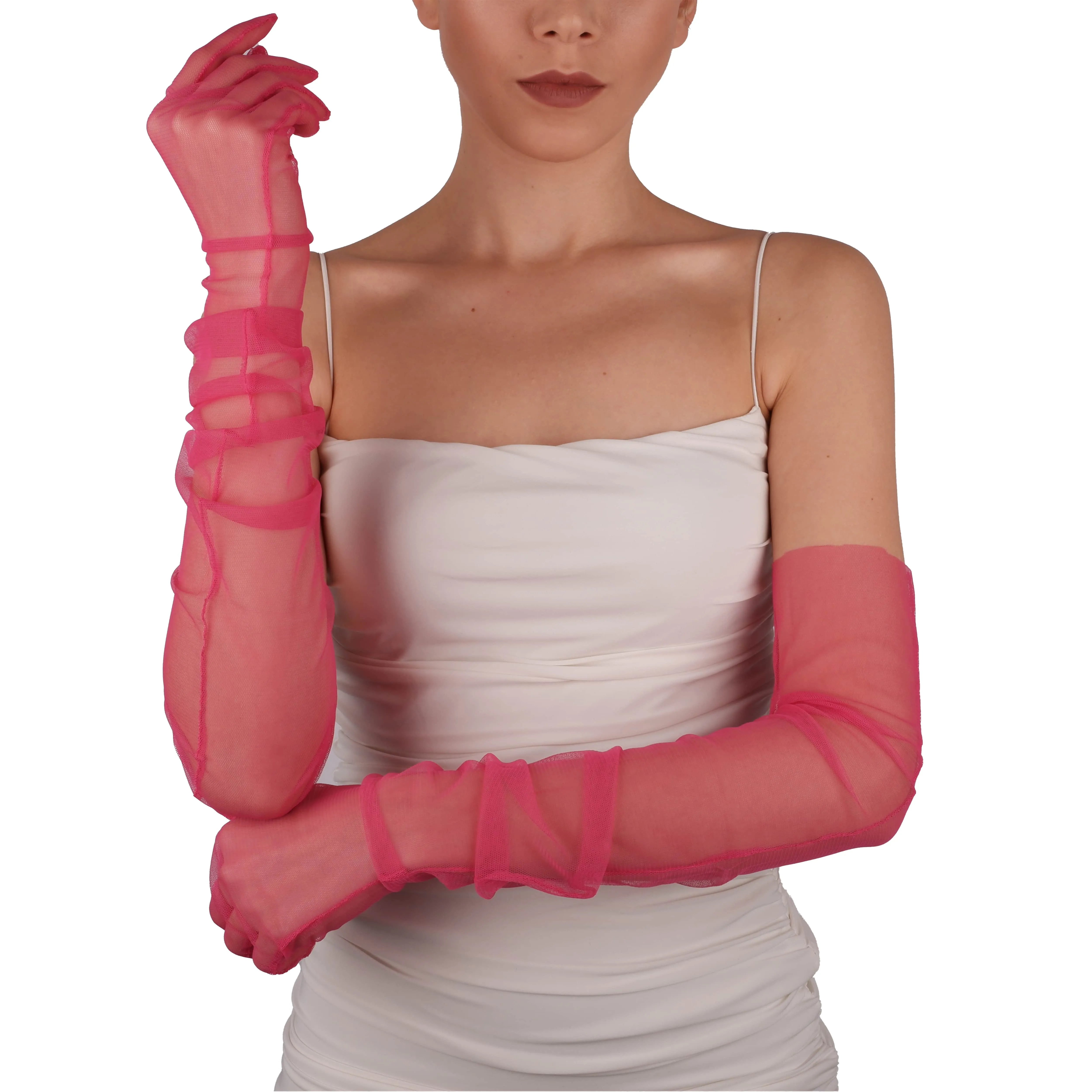 Long Tulle Transparent Bridal Gloves Gloves for Costume and Prom
