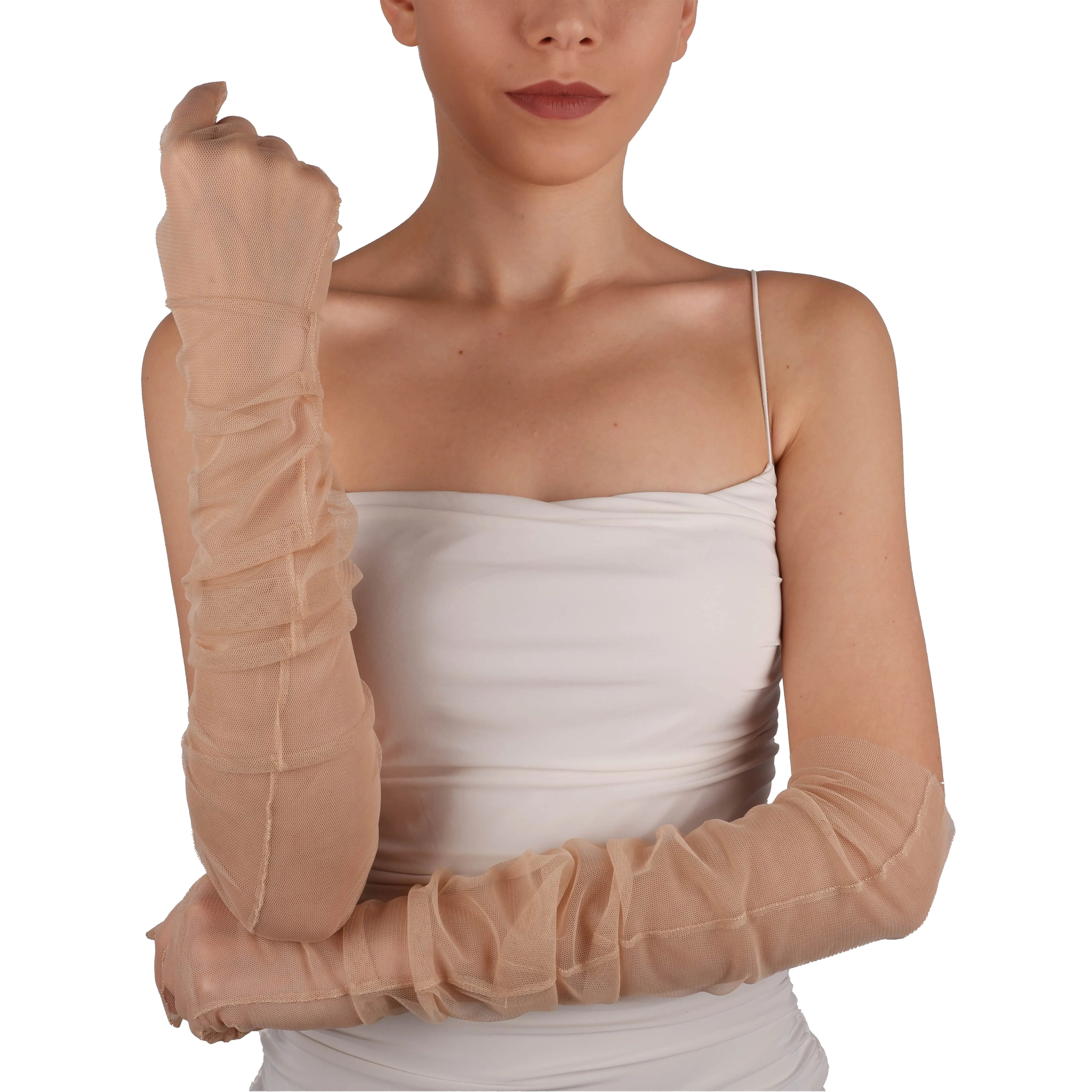 Long Tulle Transparent Bridal Gloves Gloves for Costume and Prom