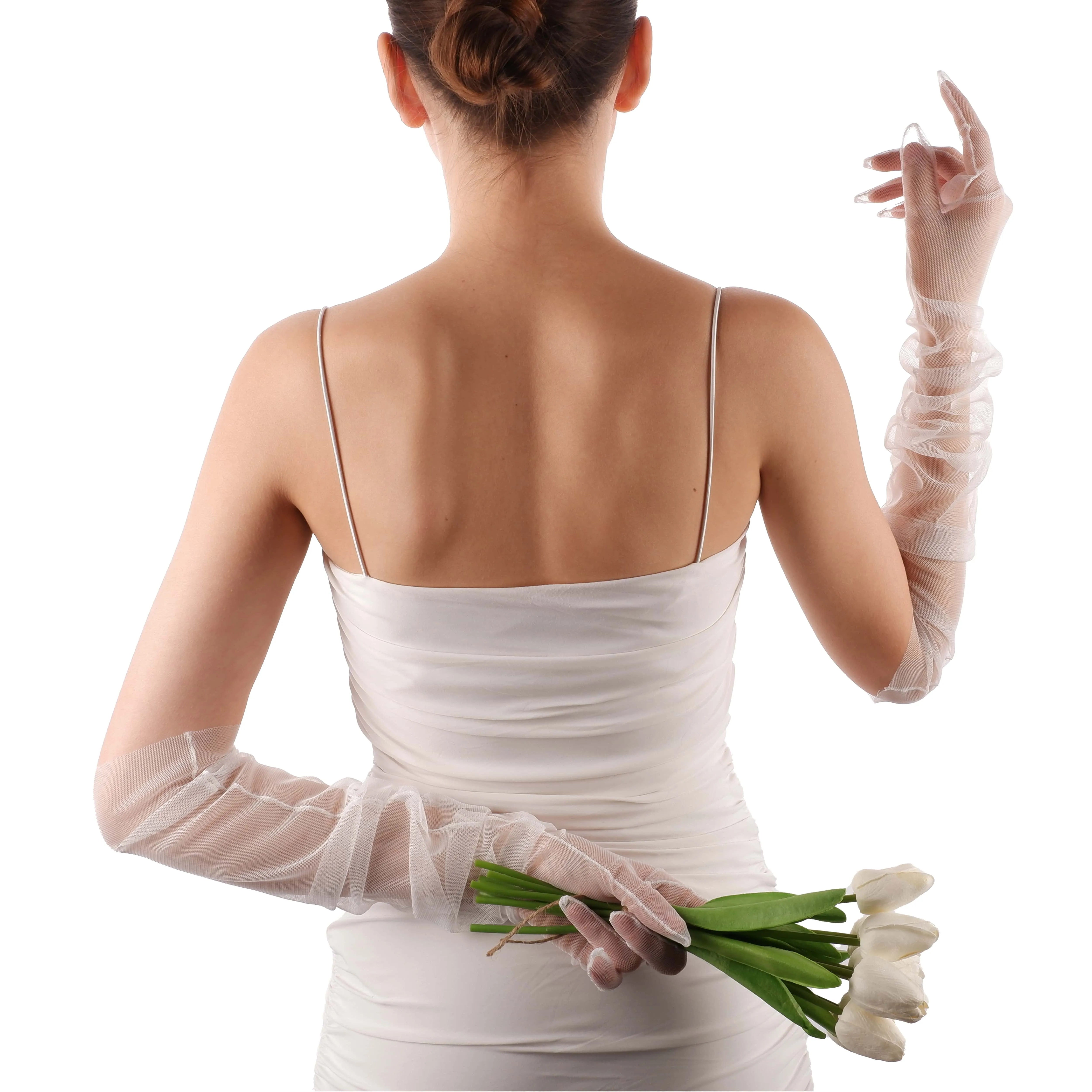 Long Tulle Transparent Bridal Gloves Gloves for Costume and Prom