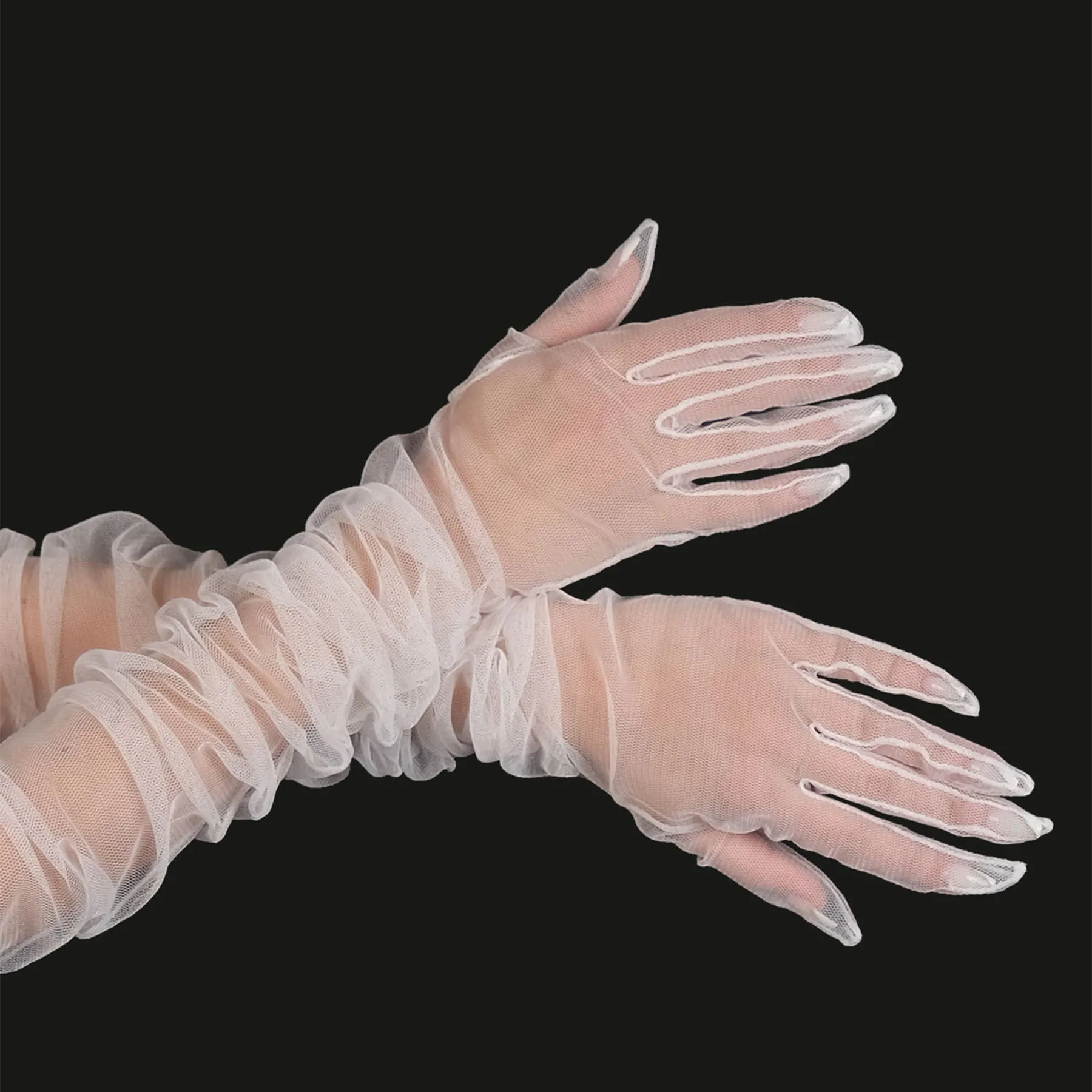Long Tulle Transparent Bridal Gloves Gloves for Costume and Prom