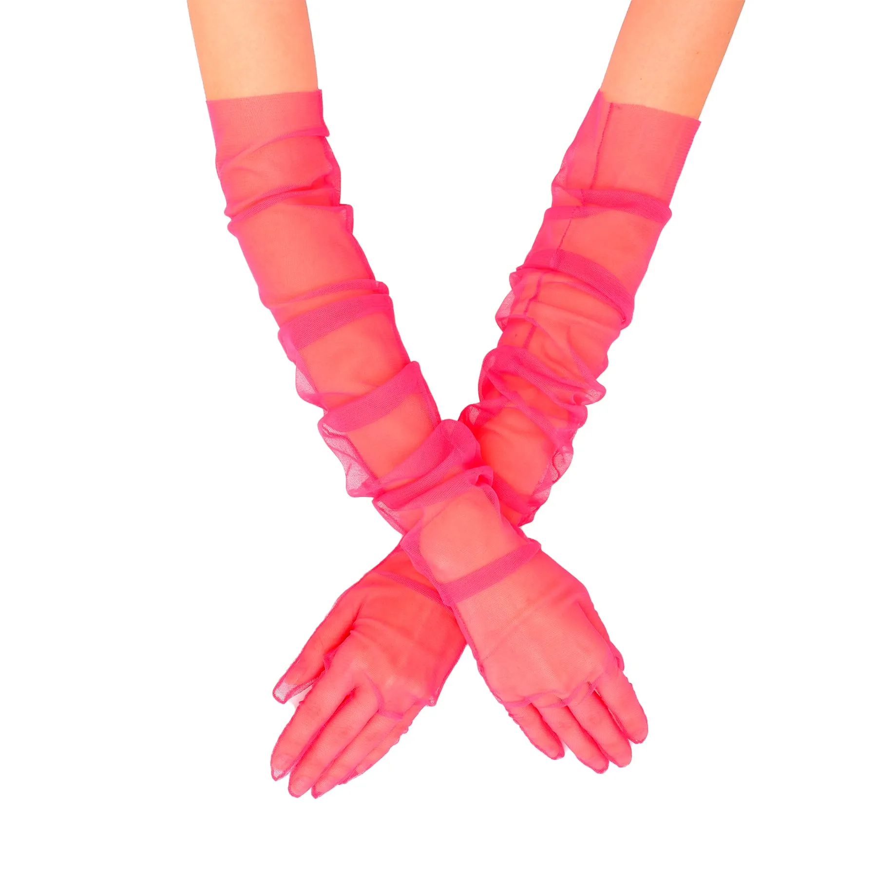 Long Tulle Transparent Bridal Gloves Gloves for Costume and Prom