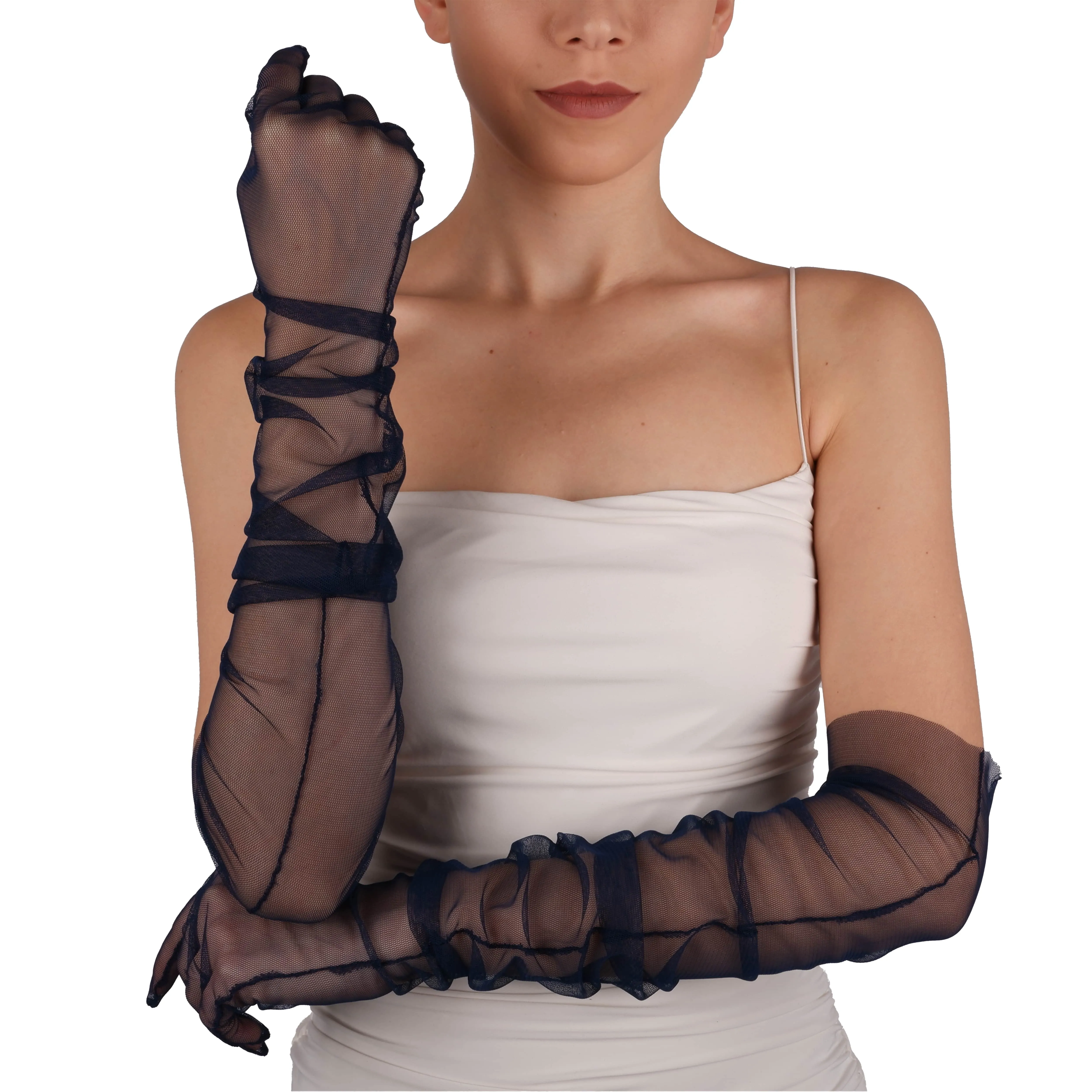 Long Tulle Transparent Bridal Gloves Gloves for Costume and Prom