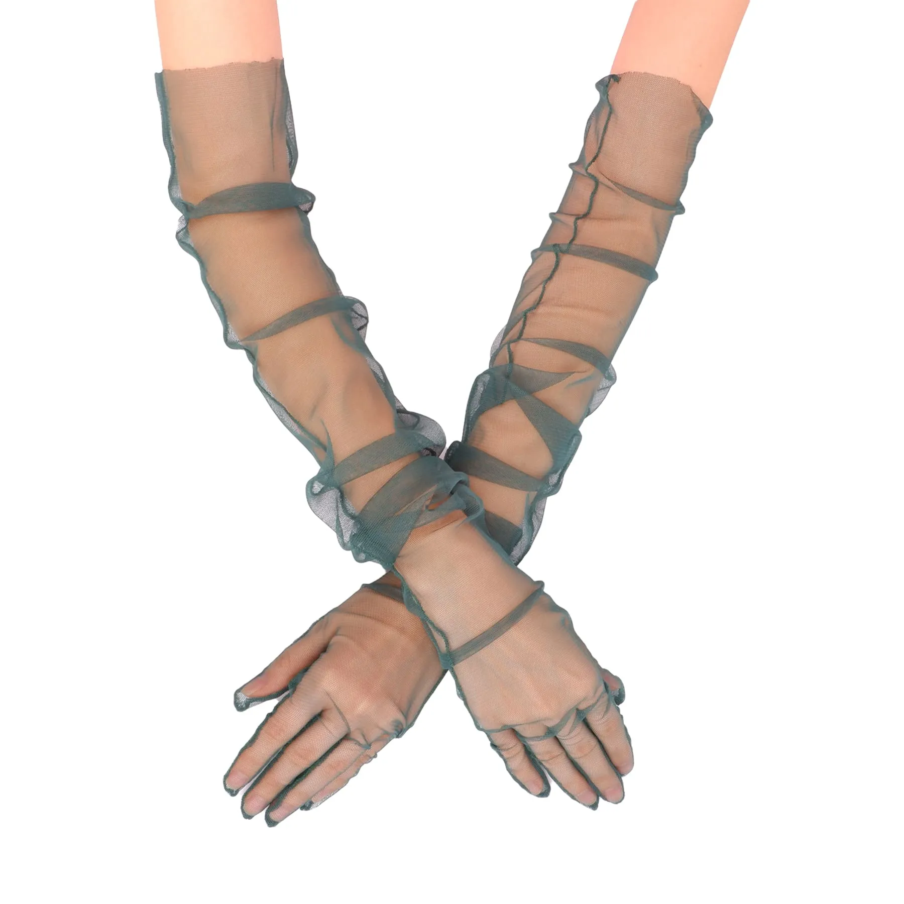 Long Tulle Transparent Bridal Gloves Gloves for Costume and Prom