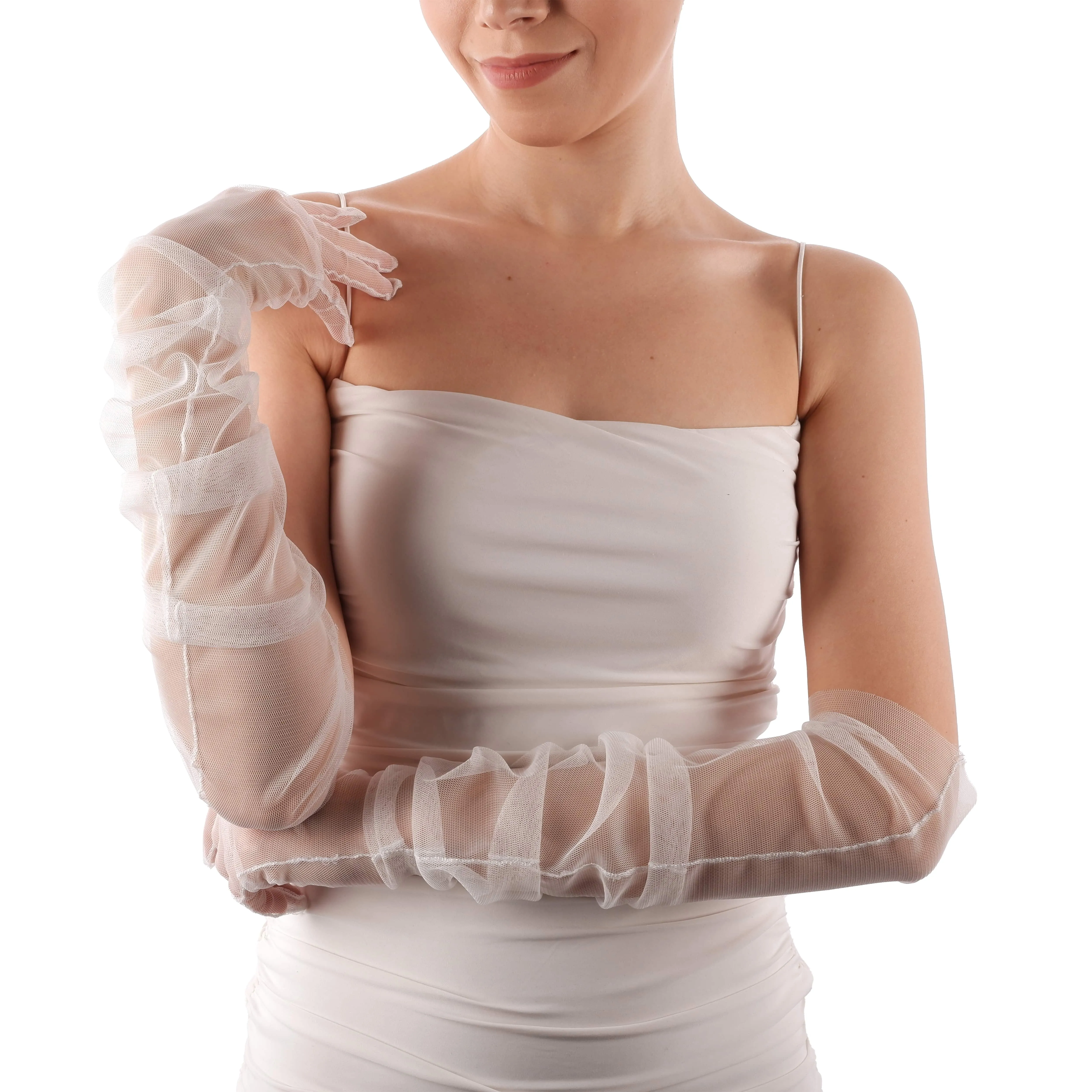 Long Tulle Transparent Bridal Gloves Gloves for Costume and Prom