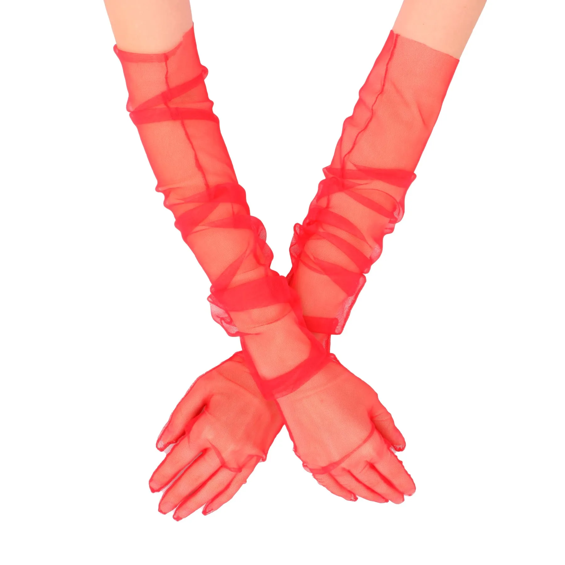 Long Tulle Transparent Bridal Gloves Gloves for Costume and Prom