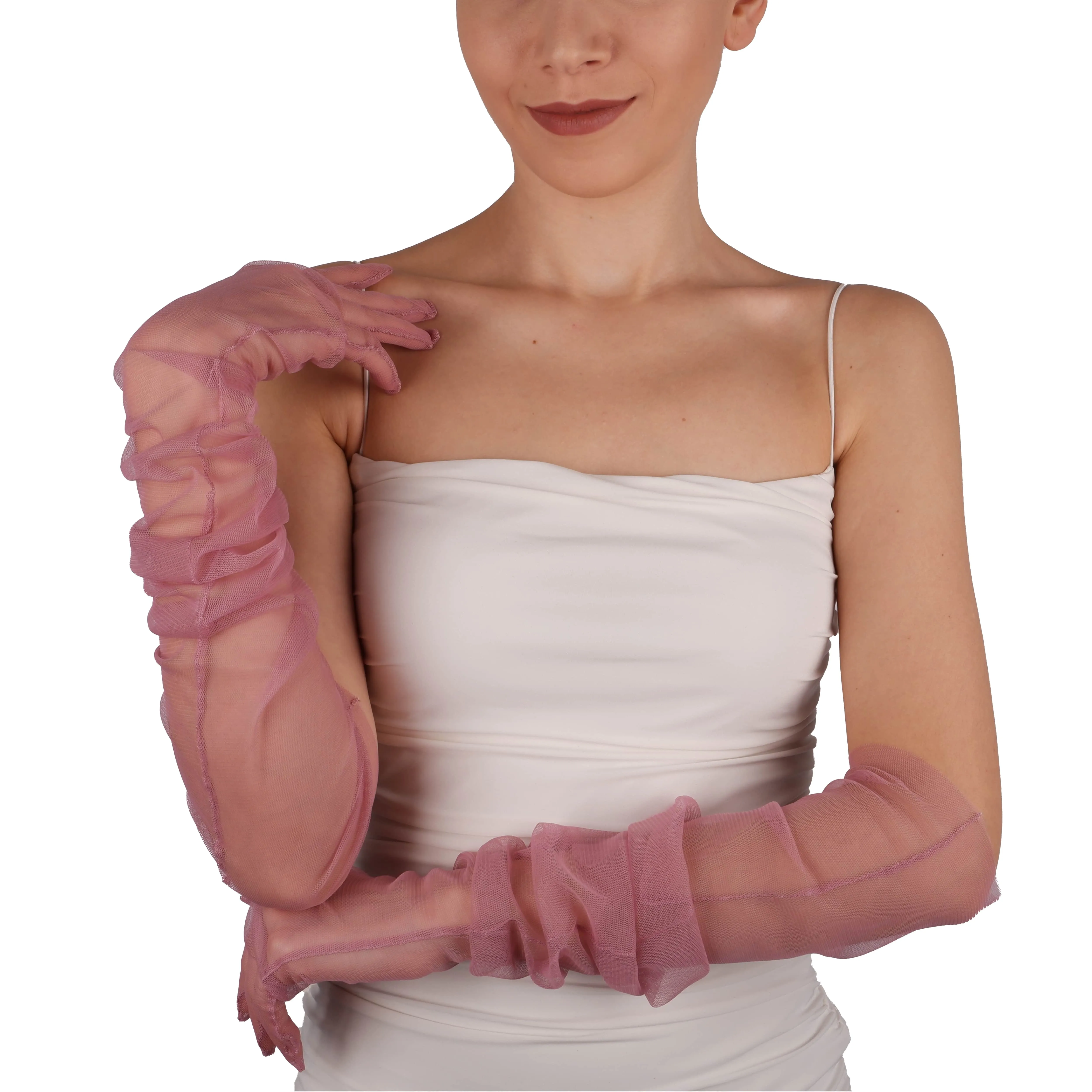 Long Tulle Transparent Bridal Gloves Gloves for Costume and Prom