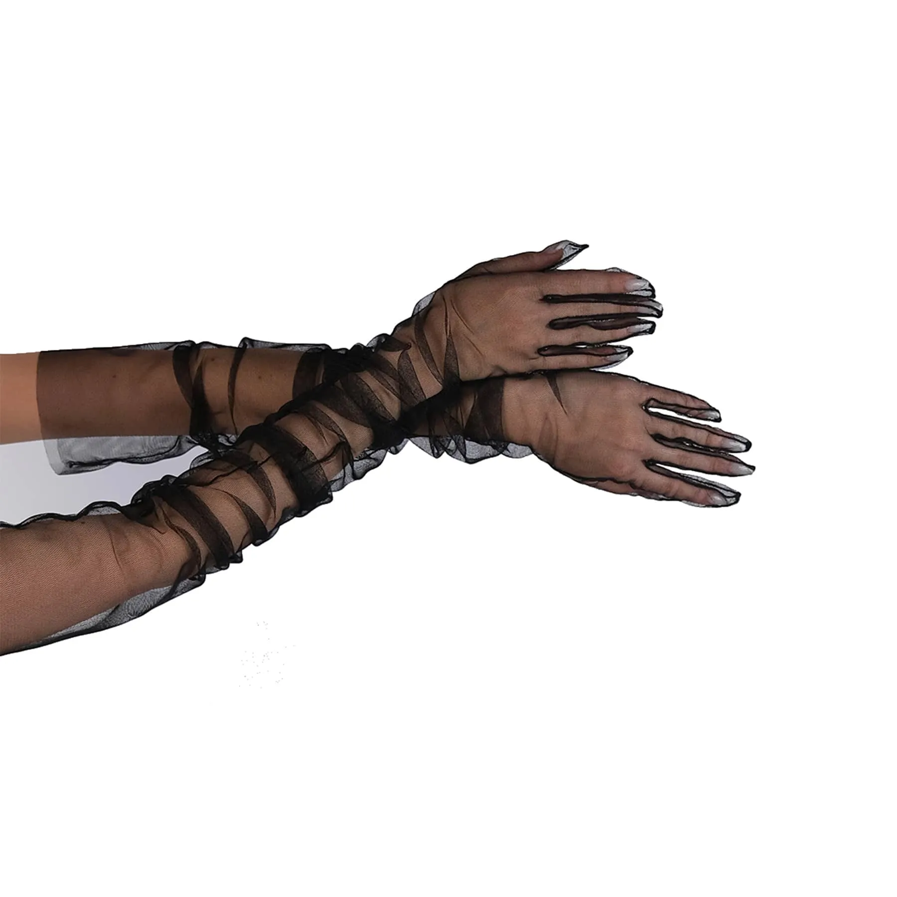 Long Tulle Transparent Bridal Gloves Gloves for Costume and Prom