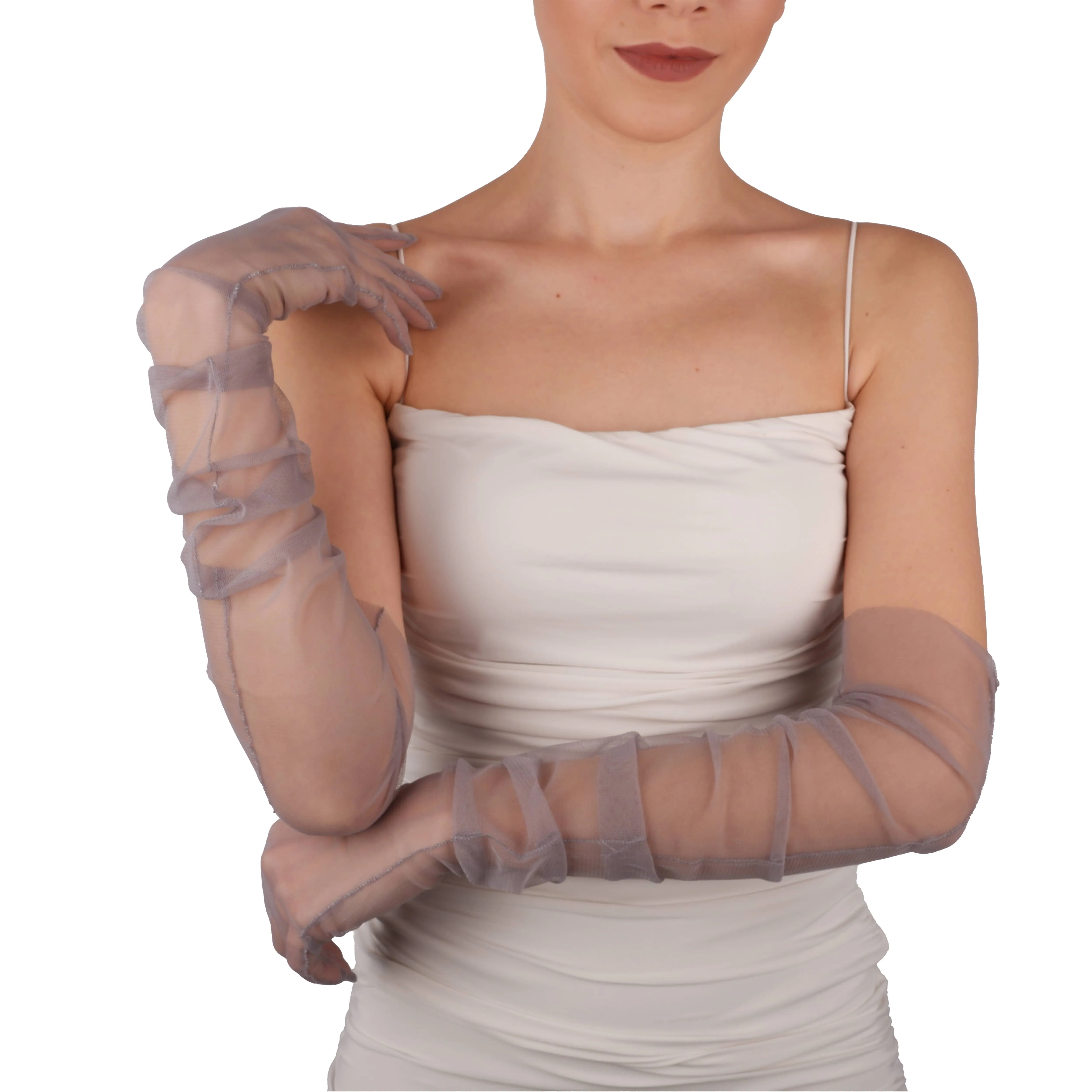 Long Tulle Transparent Bridal Gloves Gloves for Costume and Prom