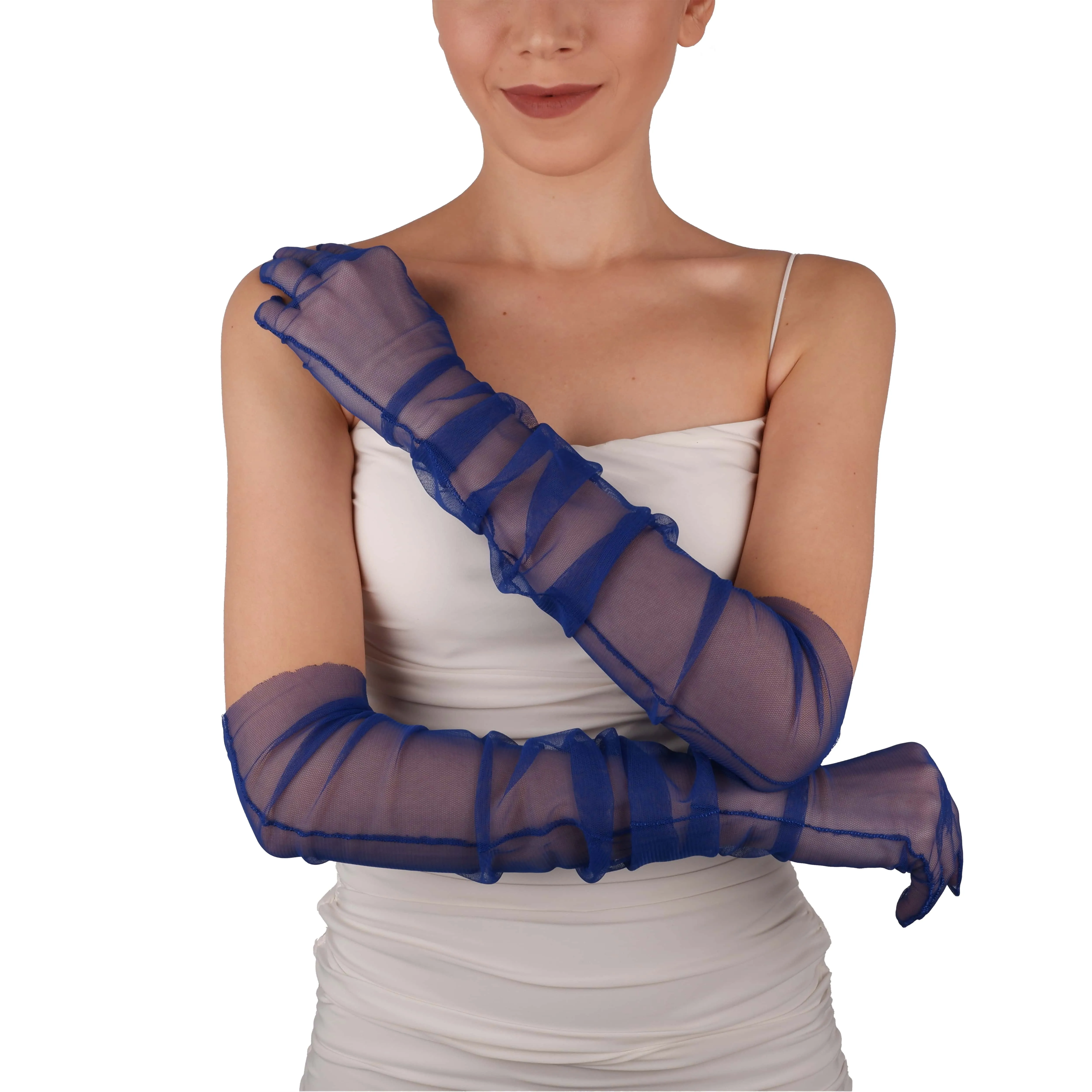 Long Tulle Transparent Bridal Gloves Gloves for Costume and Prom
