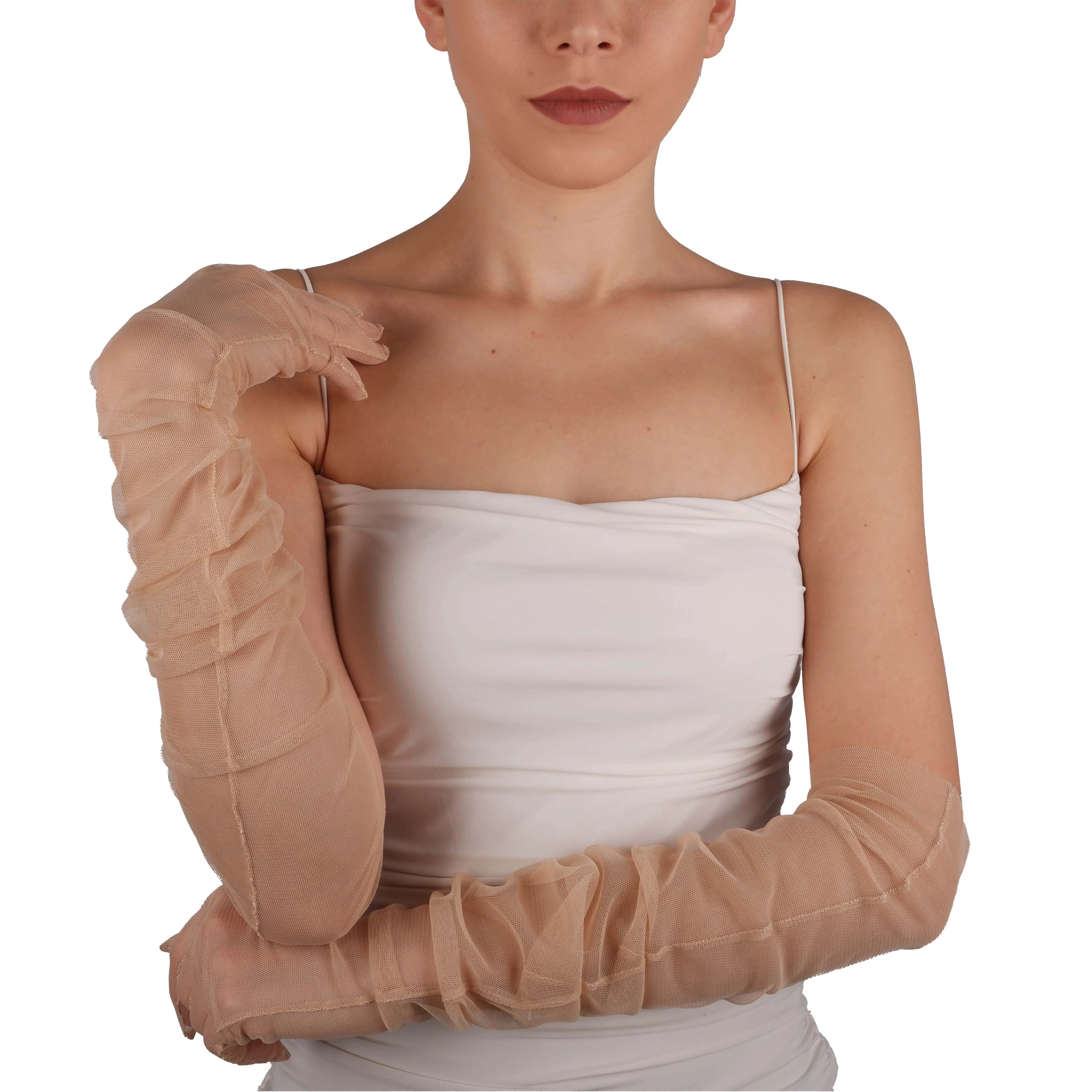 Long Tulle Transparent Bridal Gloves Gloves for Costume and Prom