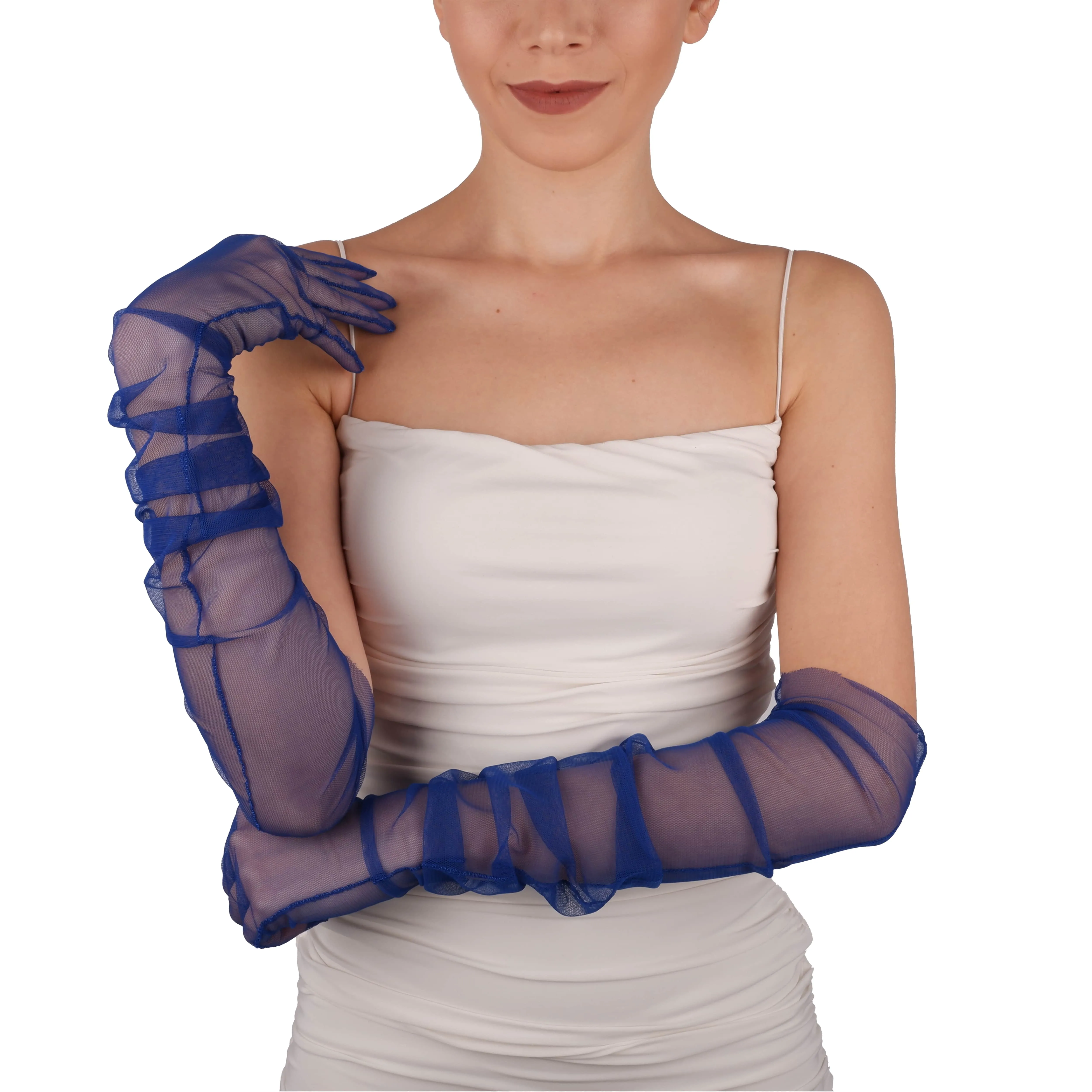 Long Tulle Transparent Bridal Gloves Gloves for Costume and Prom