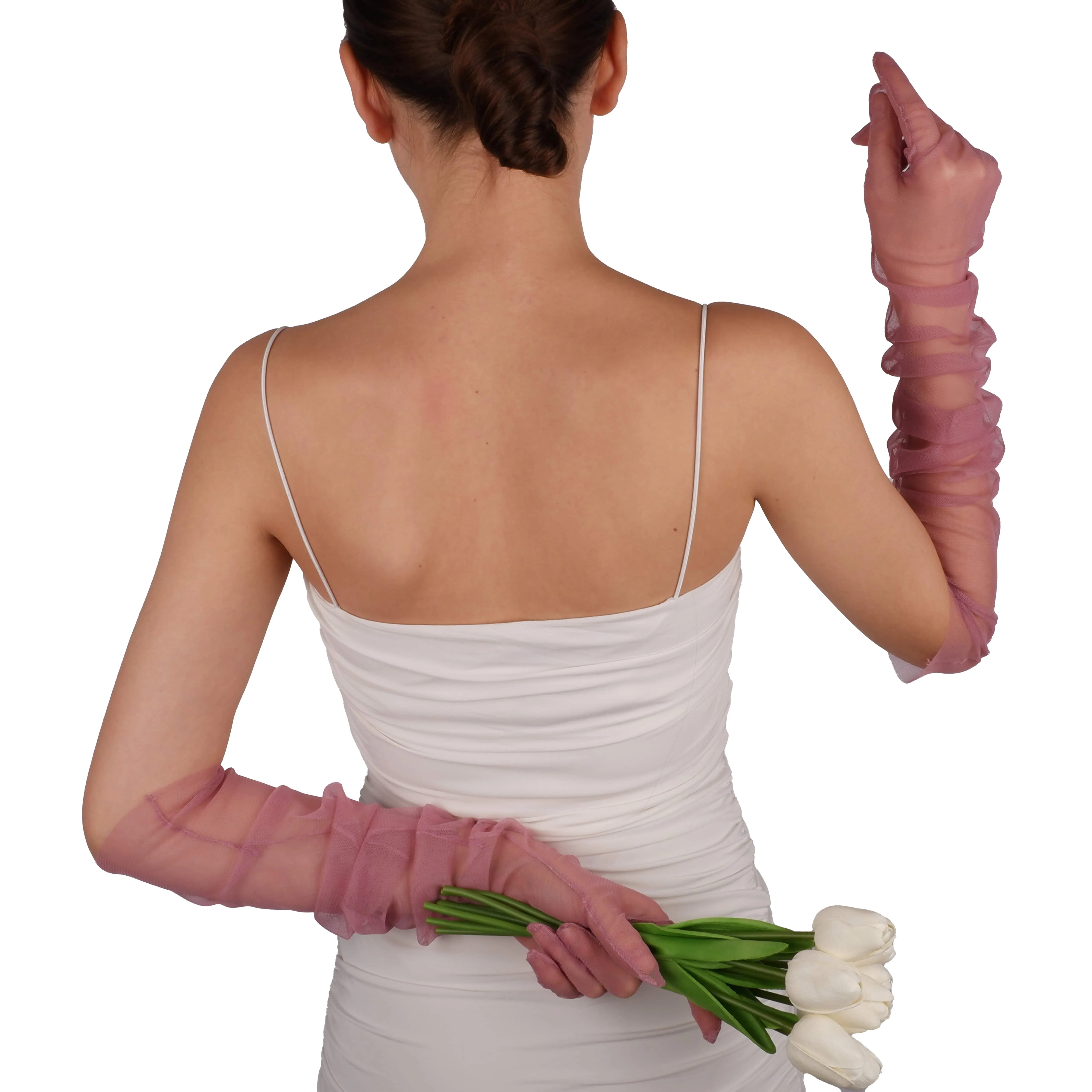 Long Tulle Transparent Bridal Gloves Gloves for Costume and Prom