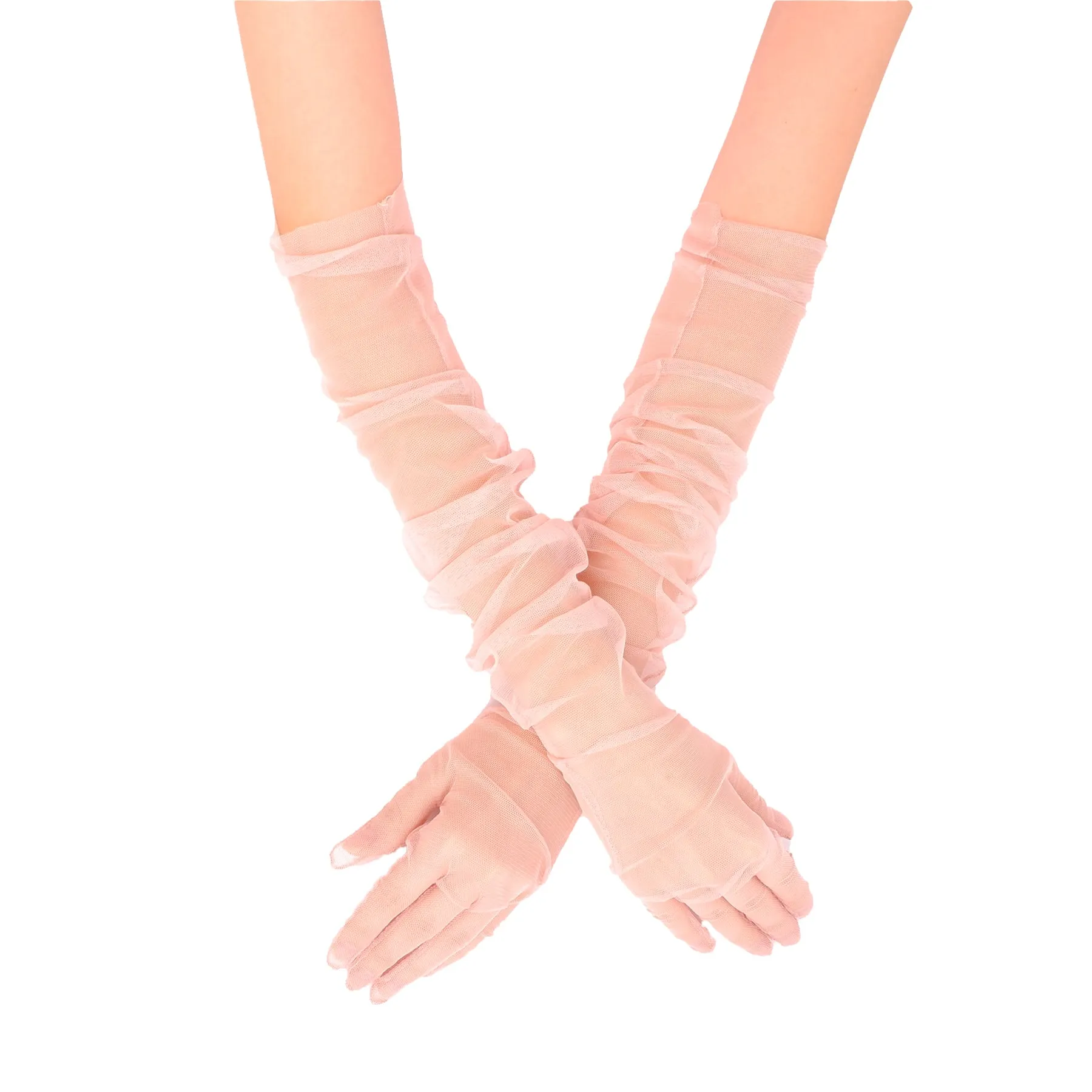 Long Tulle Transparent Bridal Gloves Gloves for Costume and Prom