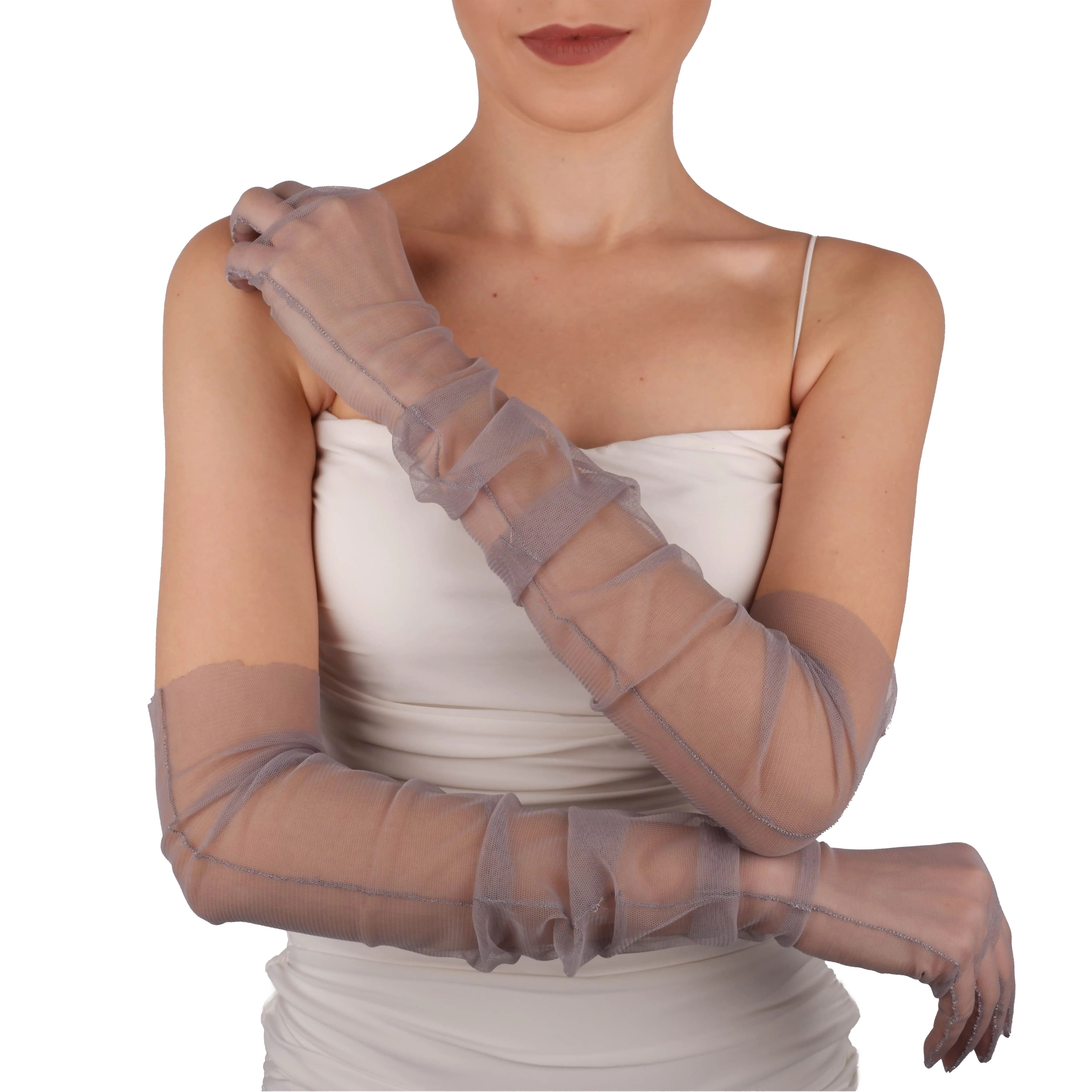 Long Tulle Transparent Bridal Gloves Gloves for Costume and Prom