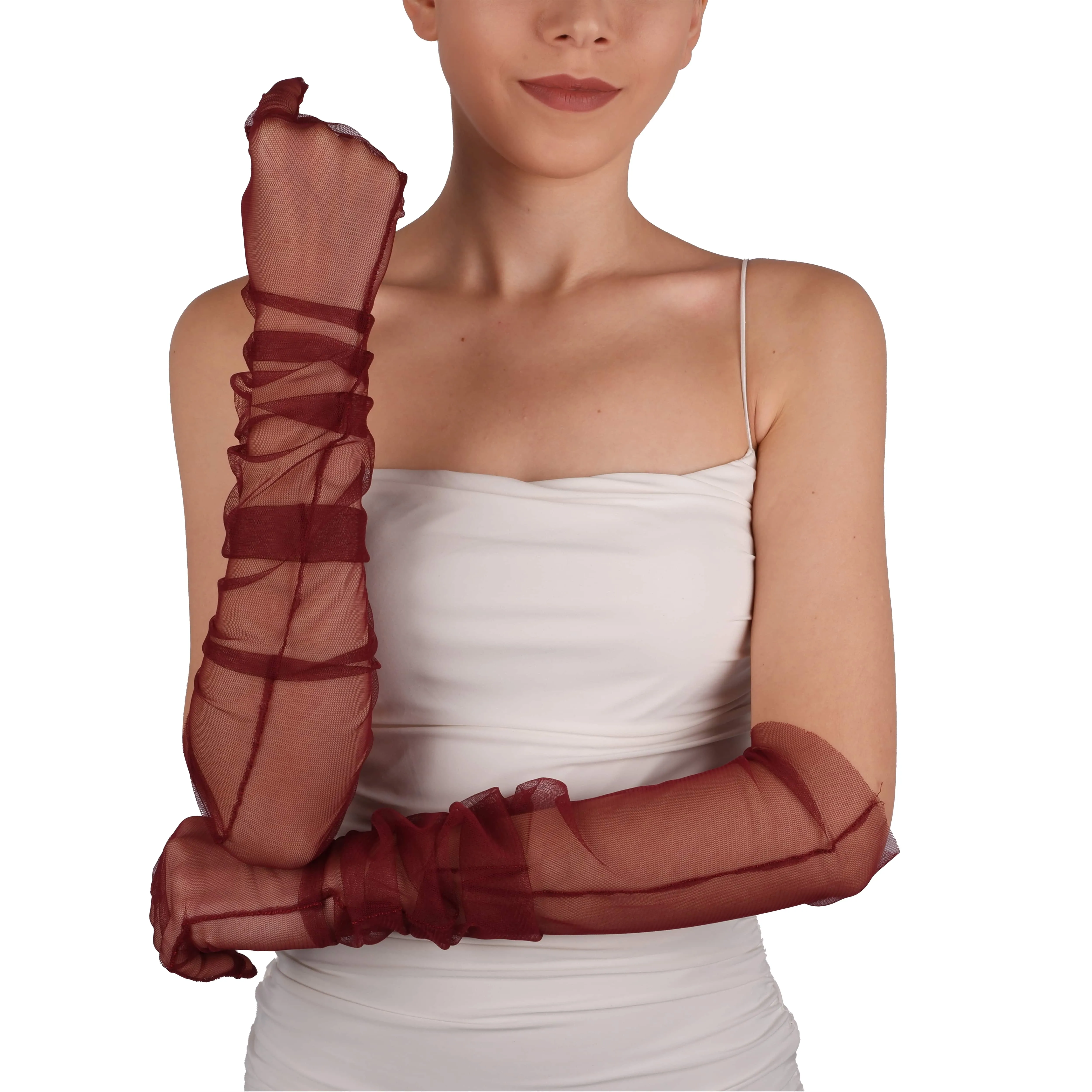 Long Tulle Transparent Bridal Gloves Gloves for Costume and Prom