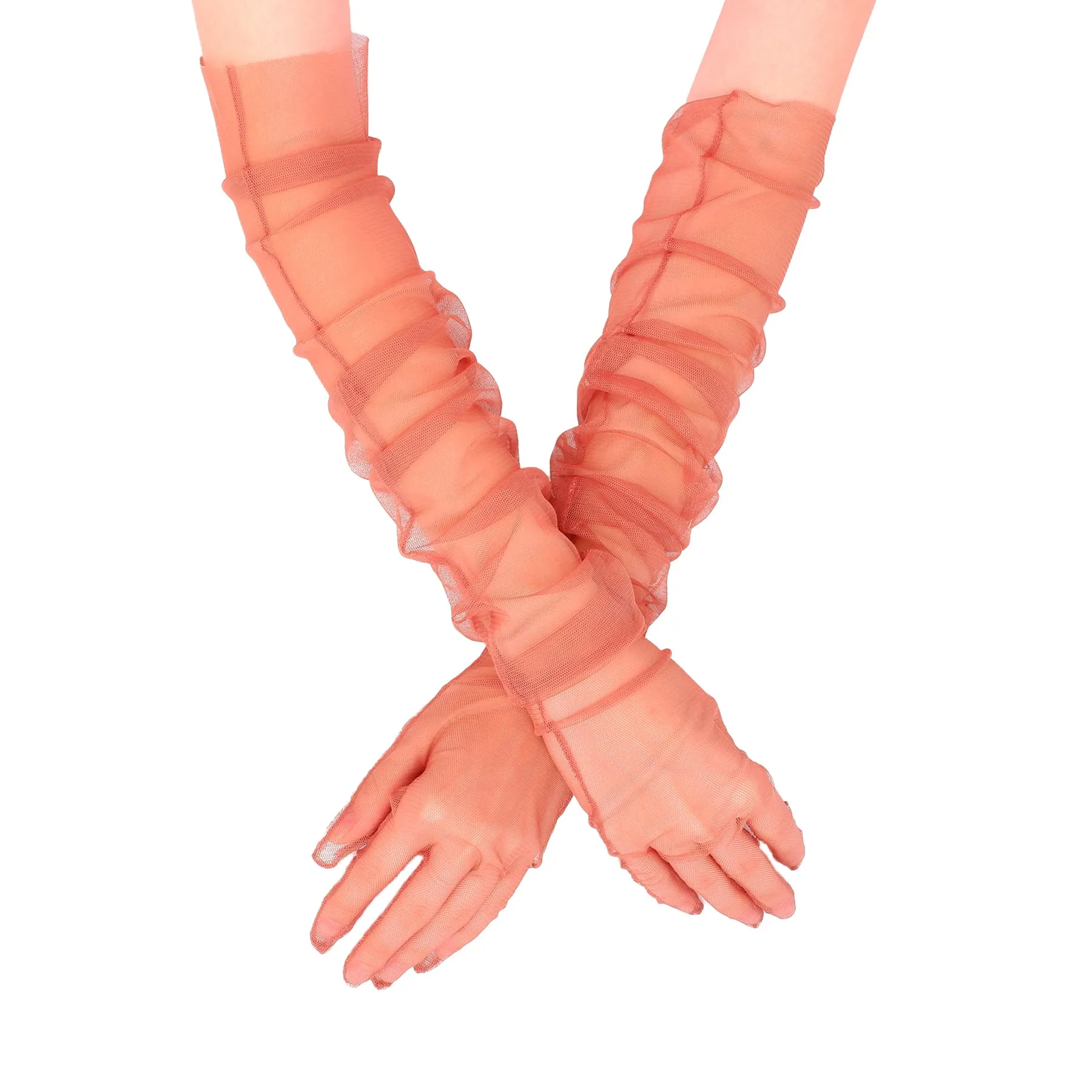 Long Tulle Transparent Bridal Gloves Gloves for Costume and Prom
